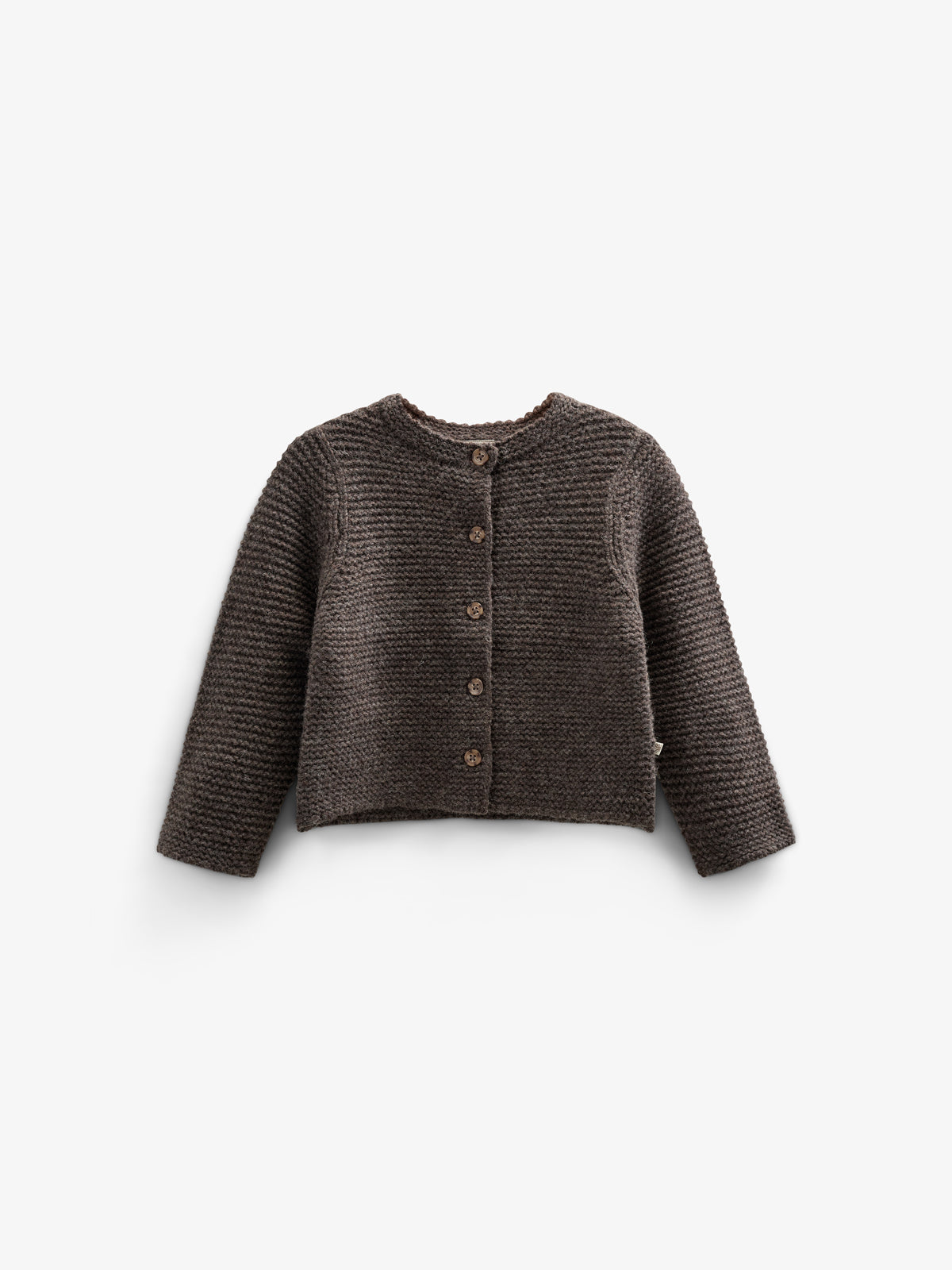 Wool Knit Cardigan - Kids - Chocolate Melange | 100876 Maya