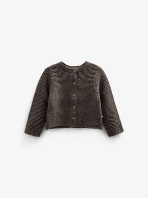 Wool Knit Cardigan - Tween - Chocolate Melange | 100877 Maya