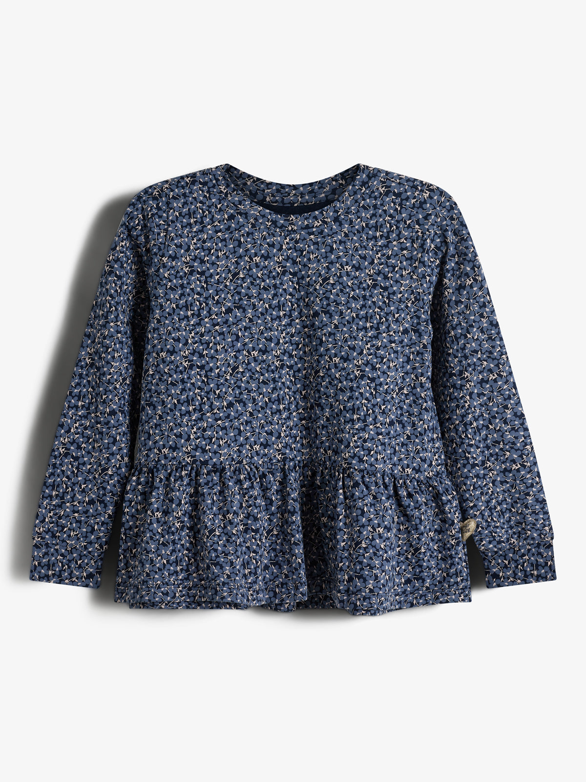 Jersey Peplum Blouse w. Ditsy Print - Kids - Blue