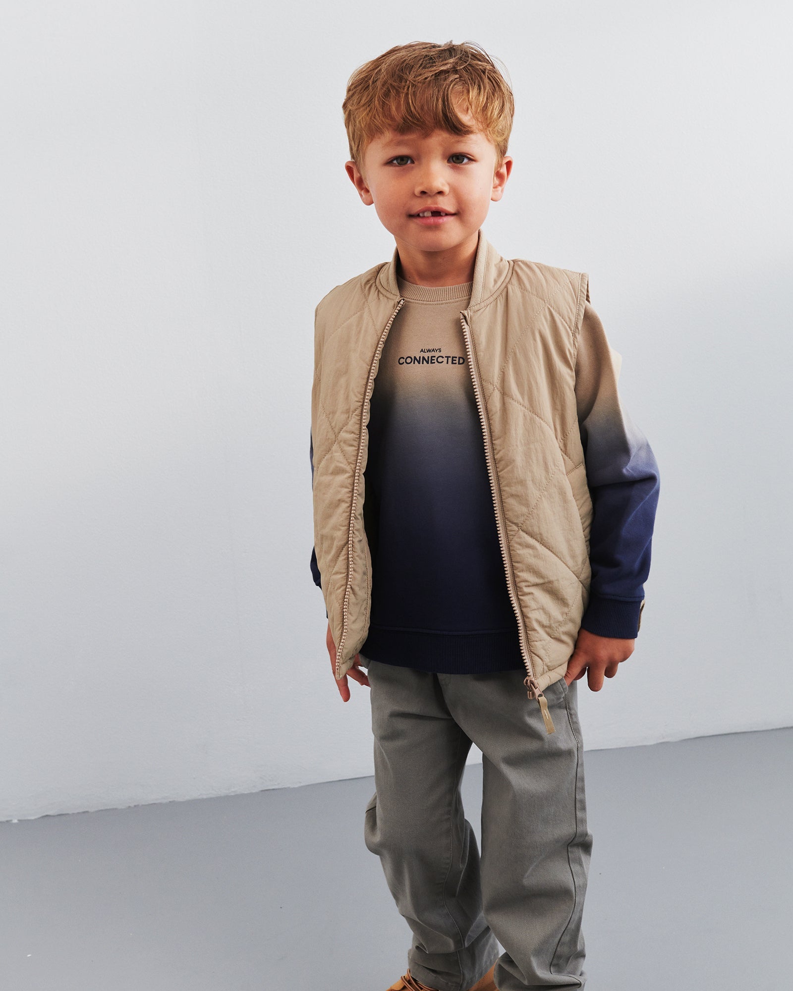 Quilted Gilet - Kids - Dark beige