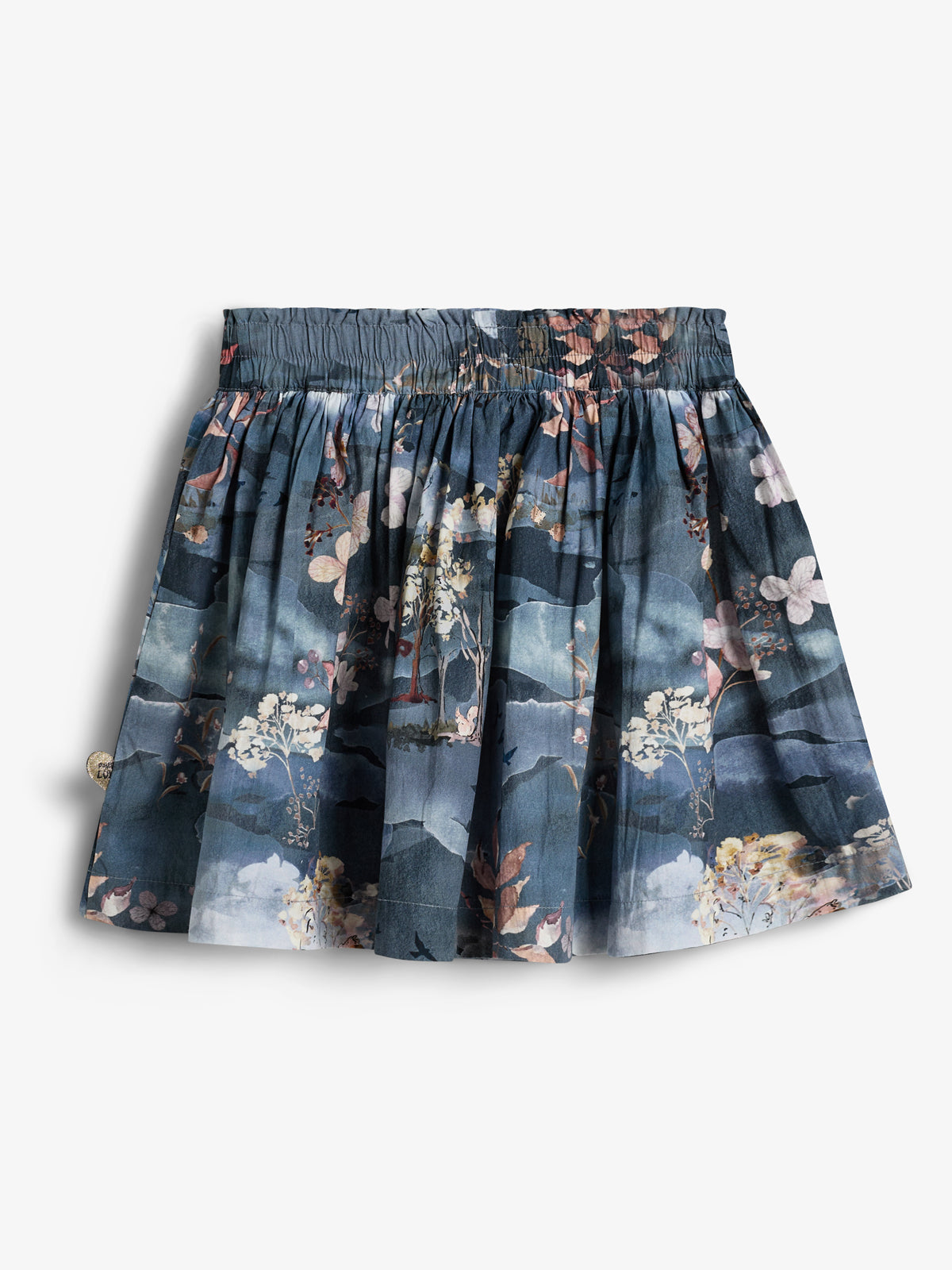 Poplin Skirt w. Scenic Print - Kids - Blue/Rose