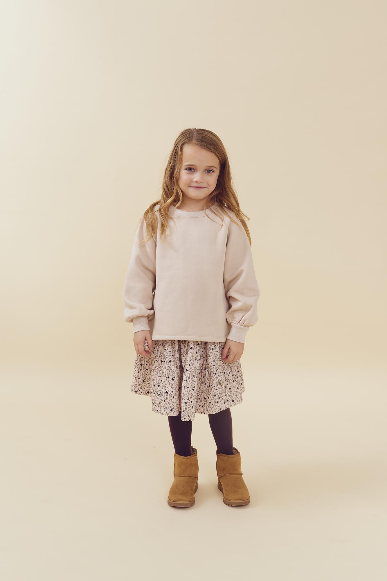 Sweatshirt w. Curved Hem - Kids - Moonlight