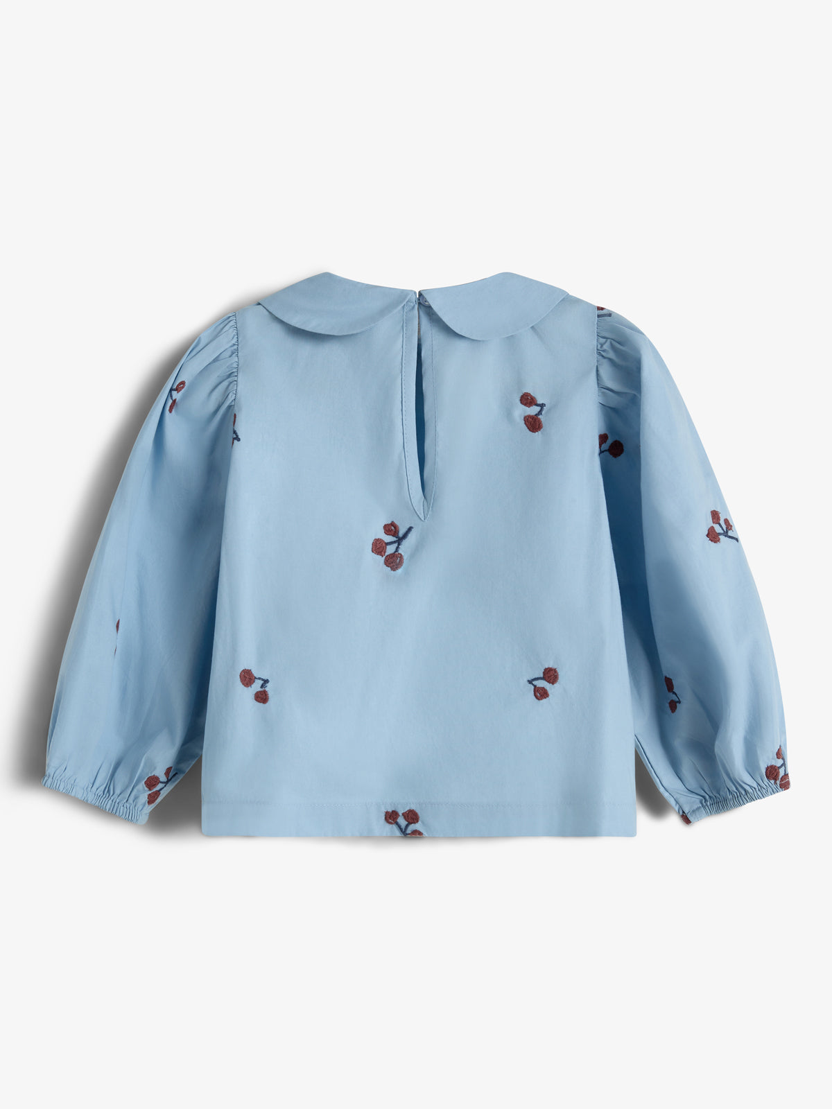 Poplin Blouse w. Embroidery - Kids - Blue/Rose