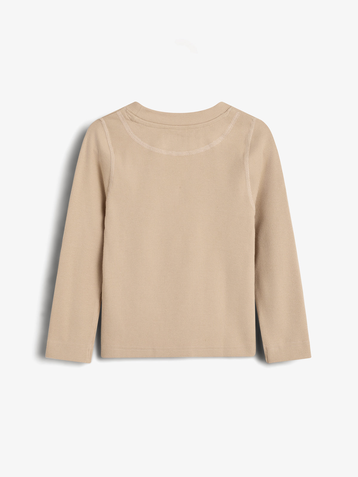 Long Sleeve Basic Rib T-shirt - Kids - Beige