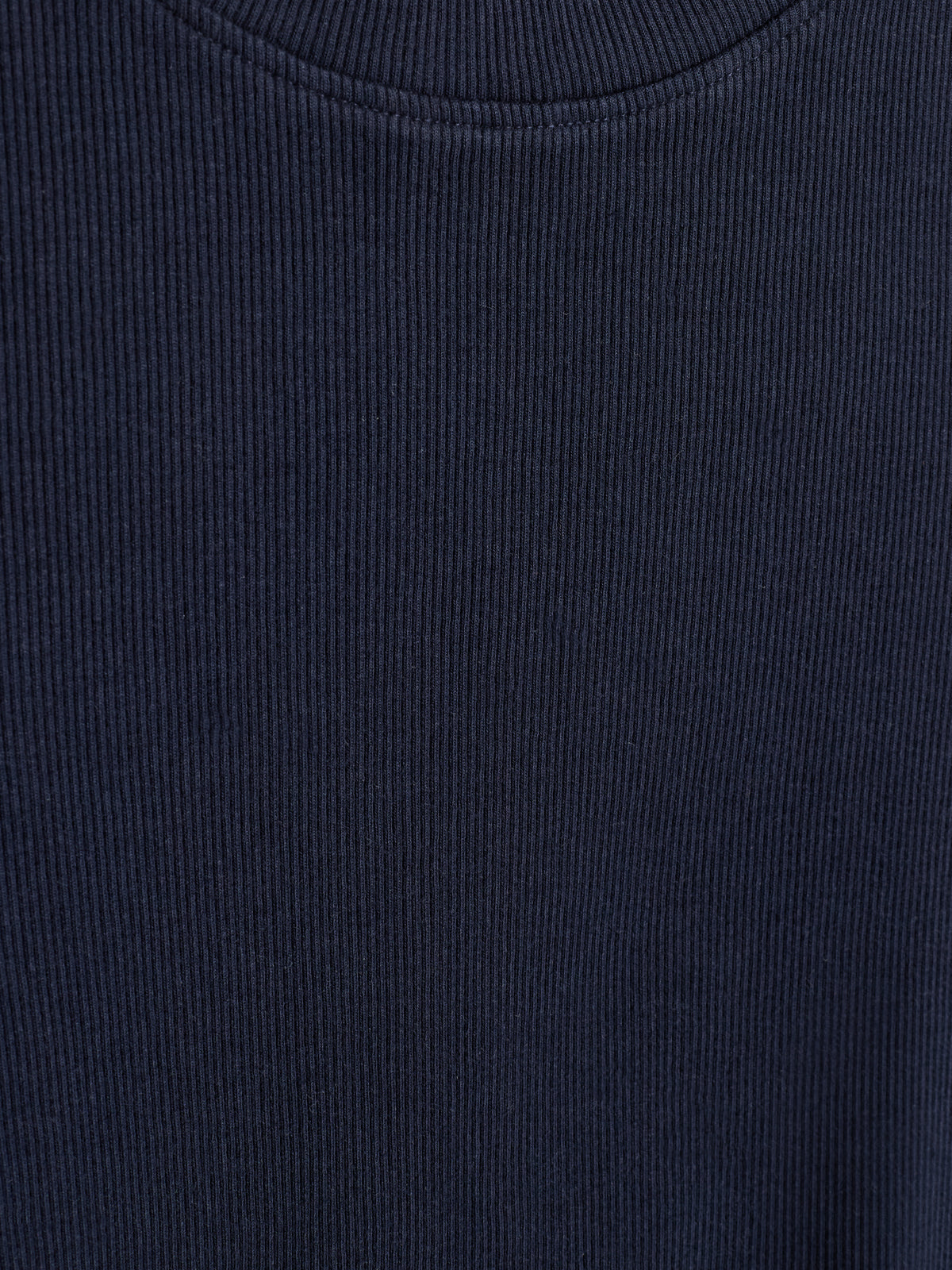 Long Sleeve Basic Rib T-shirt - Kids - Navy