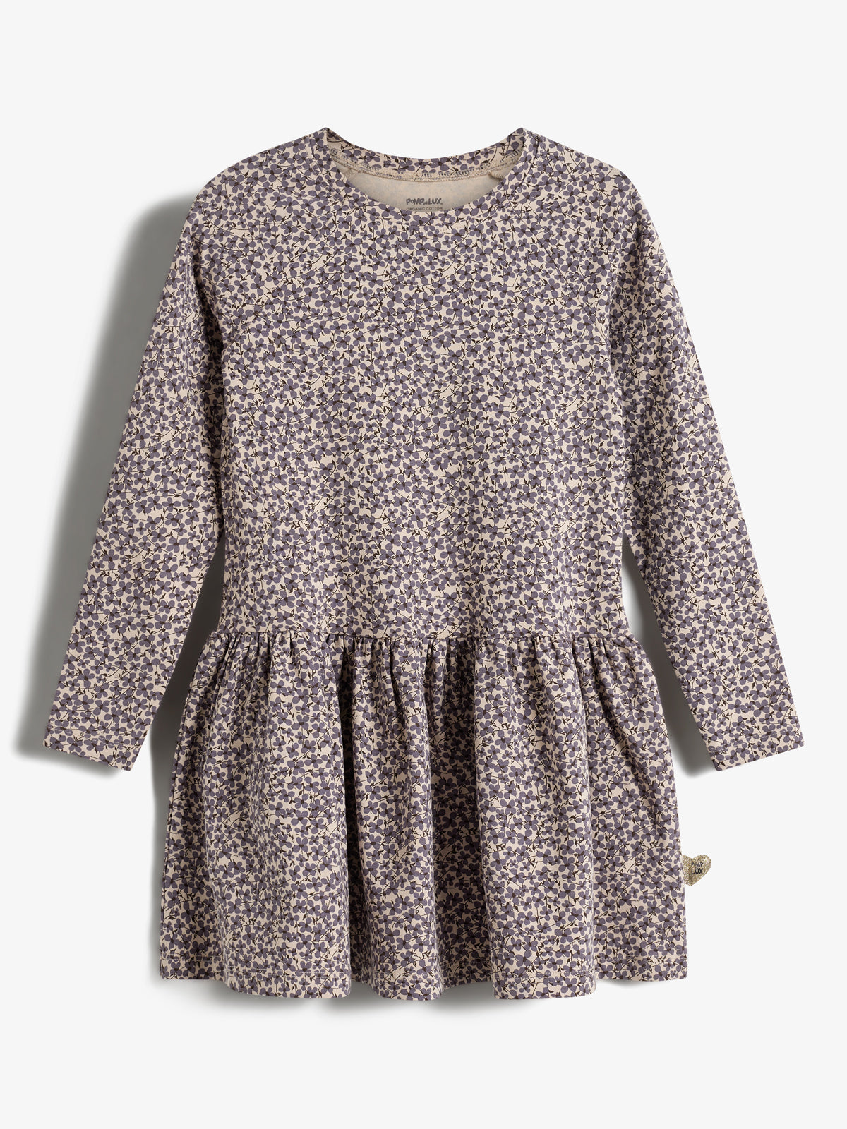 Jersey Dress w. Ditsy Print - Tween - Dusty Purple