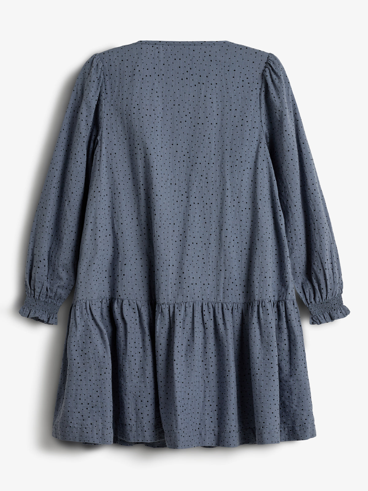 Cotton Dress w. Micro Dots - Tween - Dusty Blue