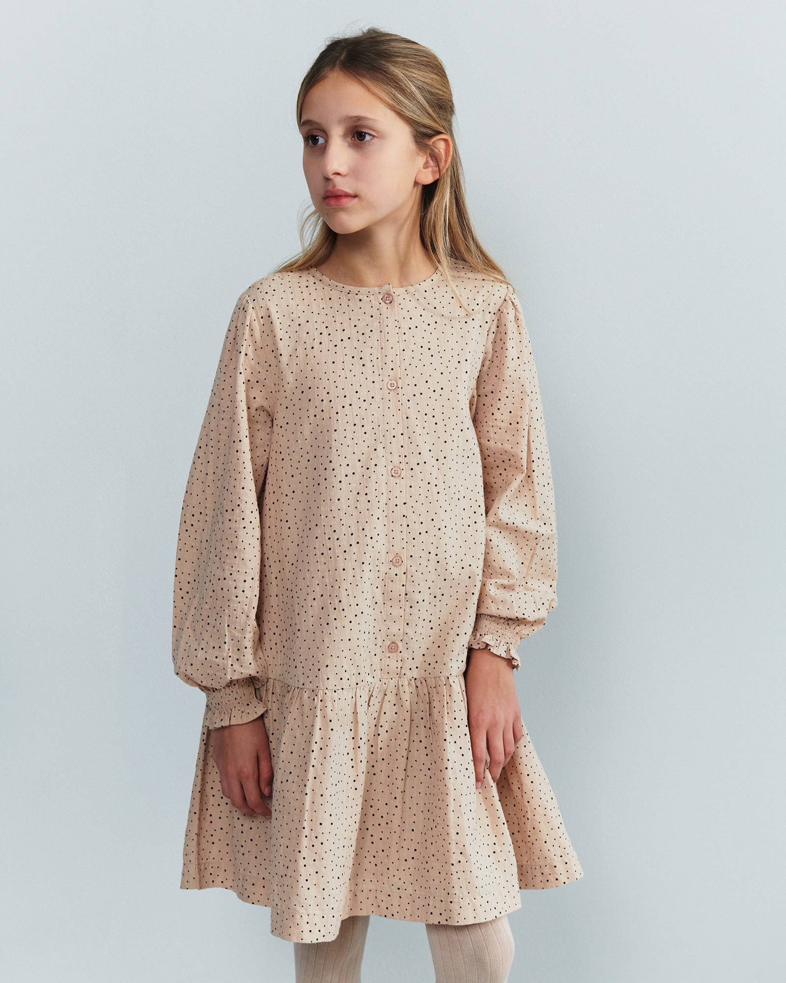 Cotton Dress w. Micro Dots - Tween - Moonlight