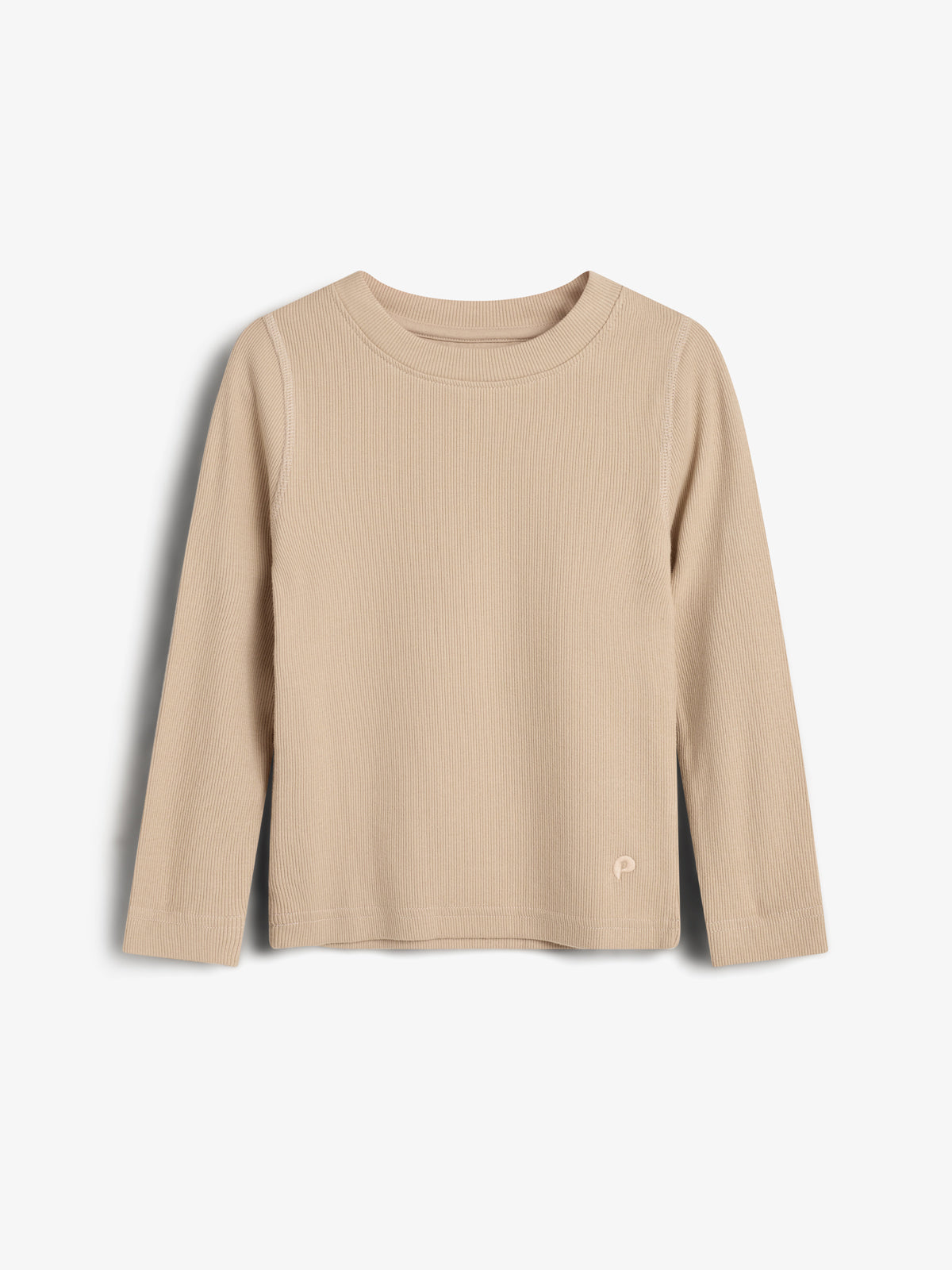 Long Sleeve Basic Rib T-shirt - Tween - Beige