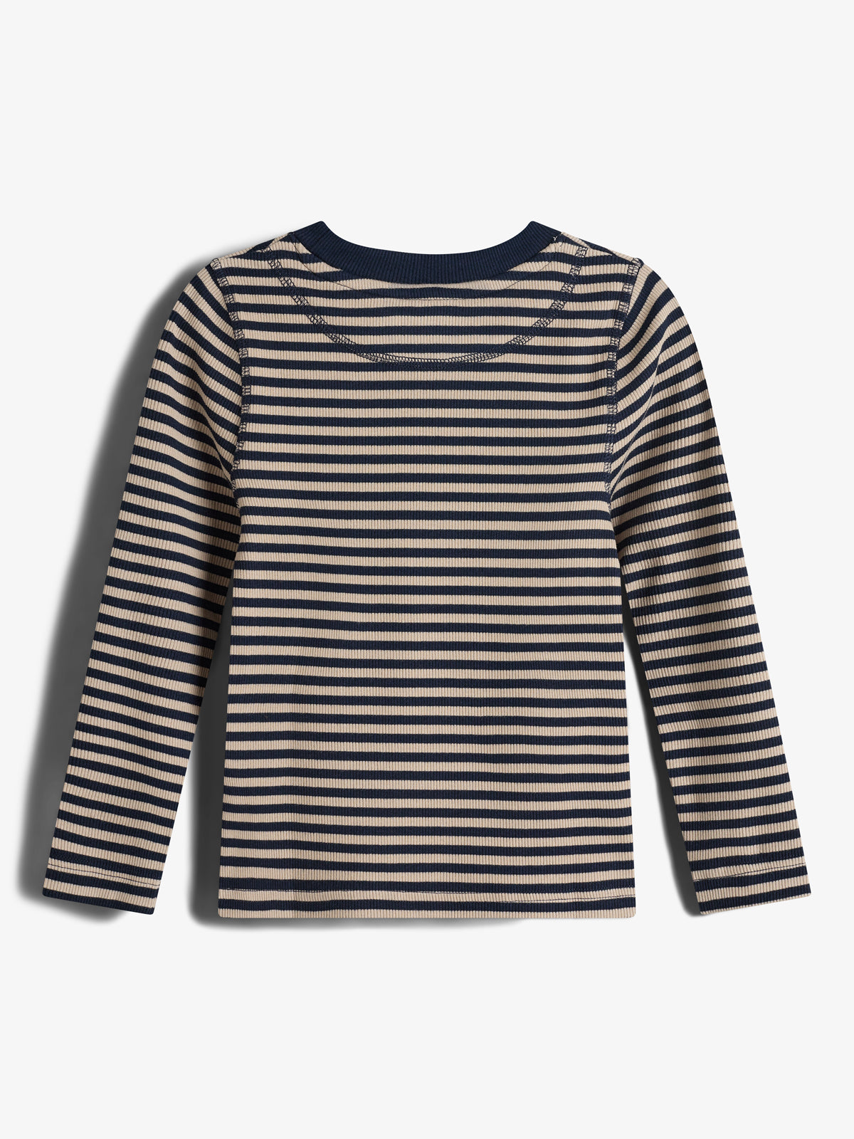 Striped Long Sleeved Basic Rib T-shirt - Tween - Navy/Beige