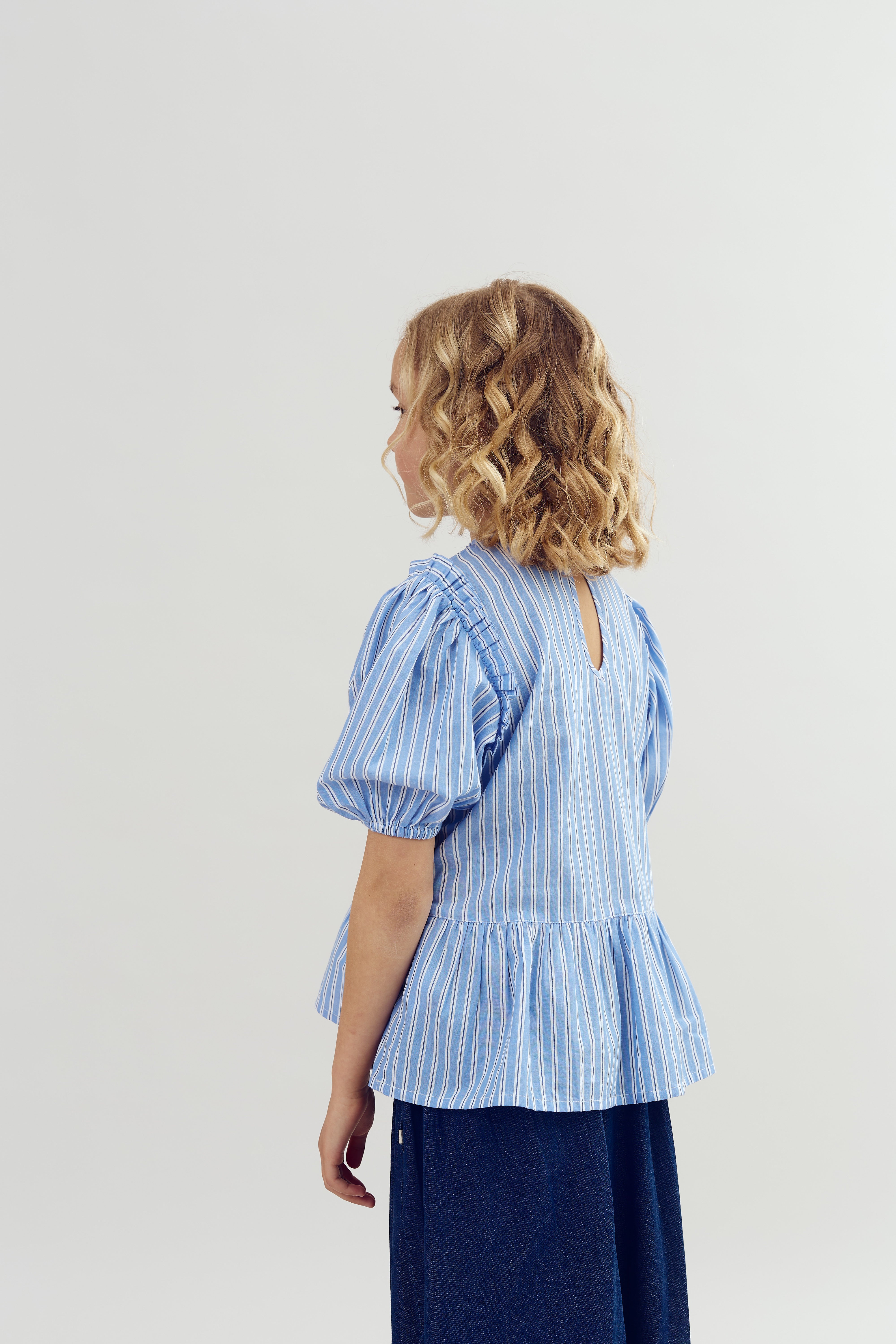 Striped Peplum blouse - Tween - Blue Stripe | 100494 Kaisa