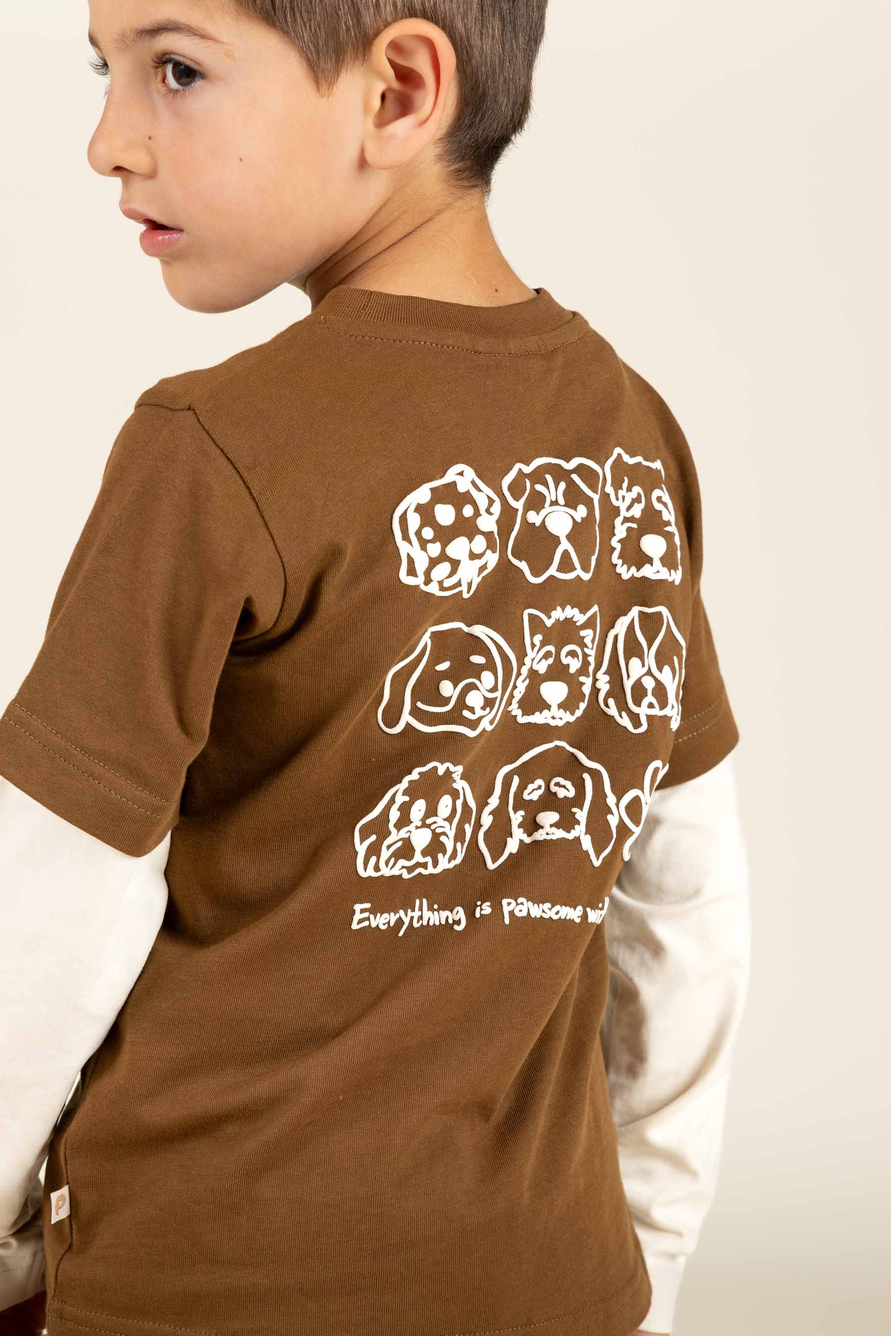 Double Sleeve Boxy T-shirt - Kids - Coffee | 100838 Alex