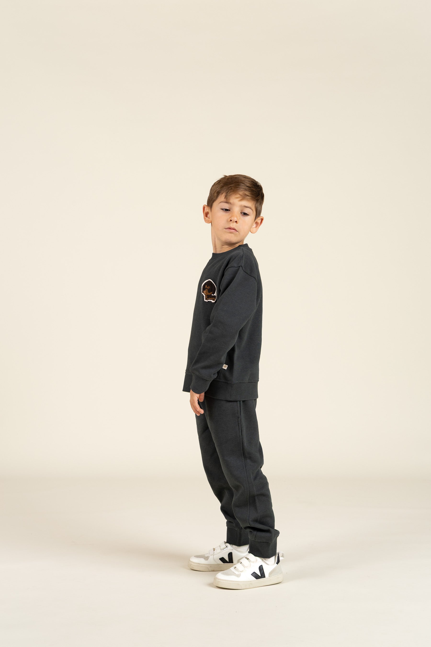 Crewneck Sweatshirt - Kids - Forest Green Melange | 100892 Justin