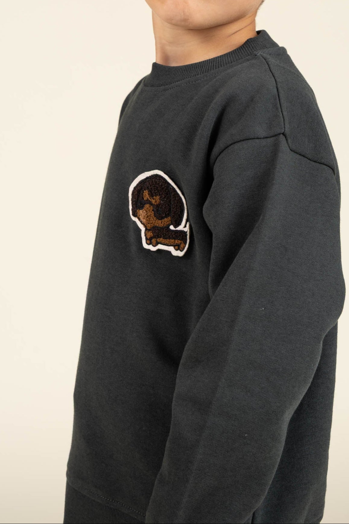 Crewneck Sweatshirt - Kids - Forest Green Melange | 100892 Justin