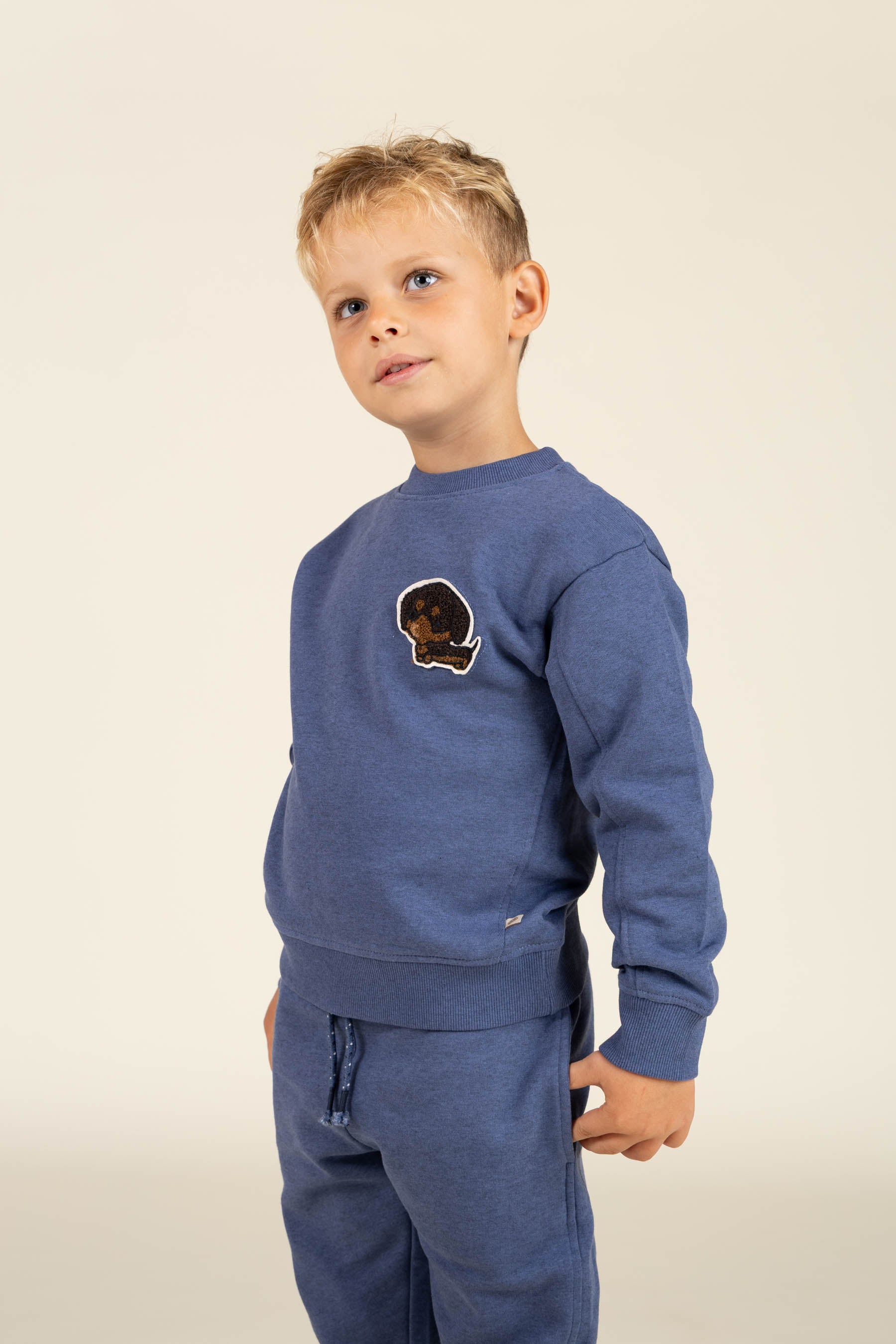 Crewneck Sweatshirt - Kids - Indigo Blue Melange | 100888 Justin