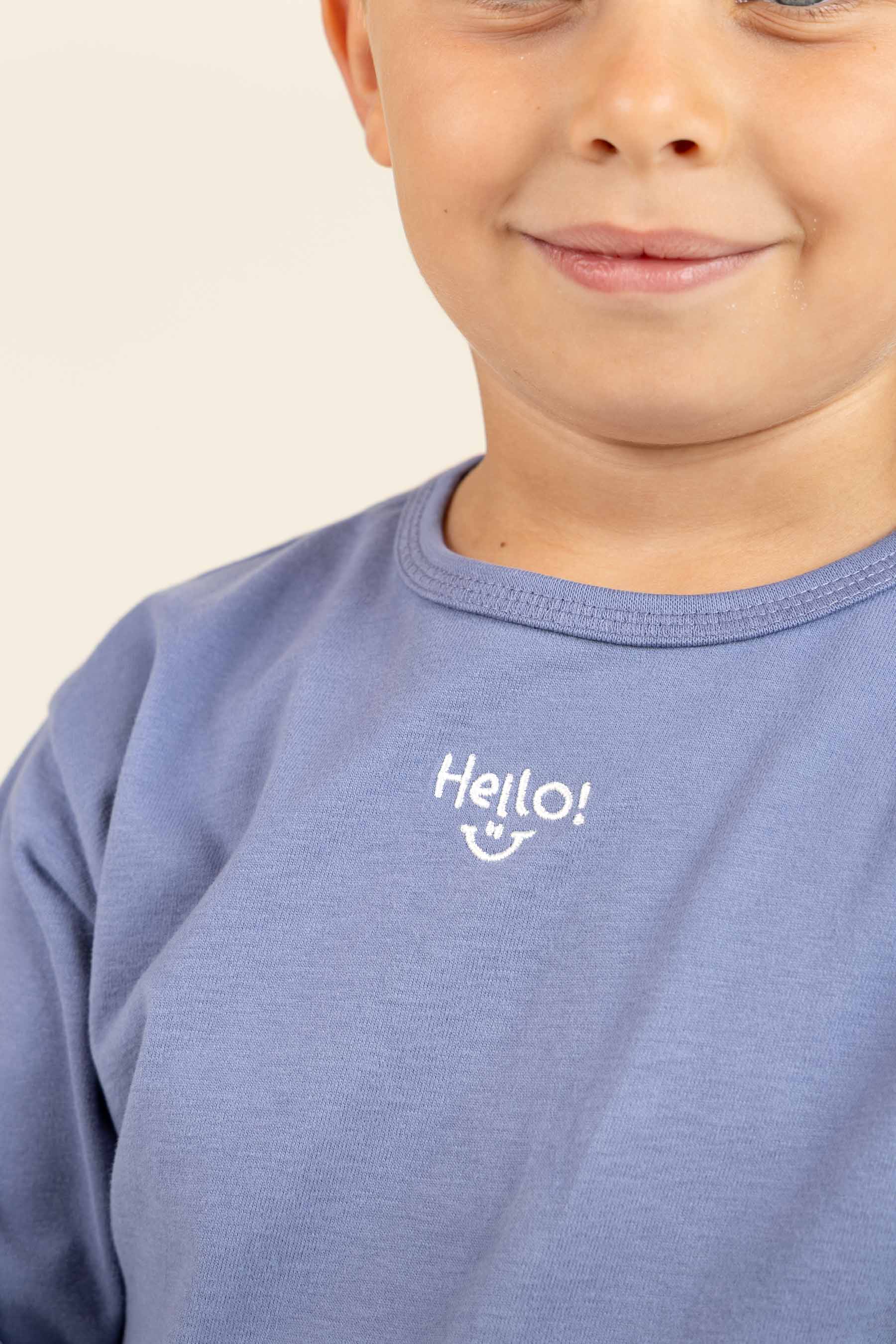 long sleeve T-shirt with Embroidery - Kids - Blue | 100858 Brandon