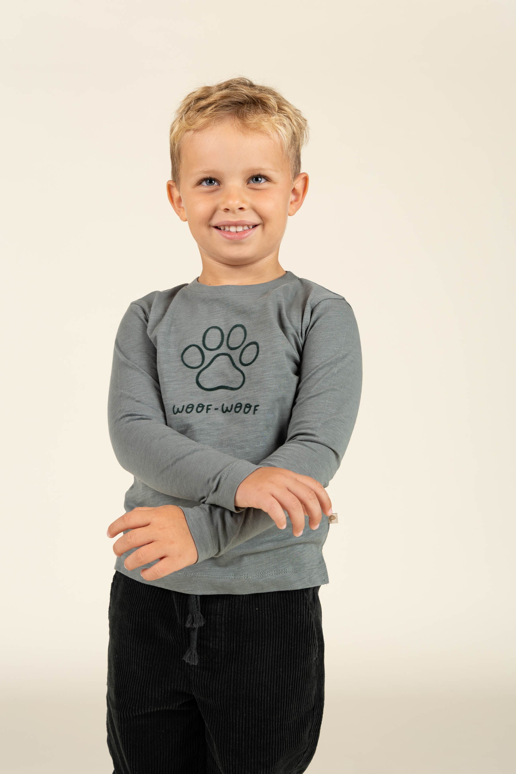 Long Sleeve Slub Jersey T-Shirt - Kids - Dusty Dark Green | 100834 Kevin