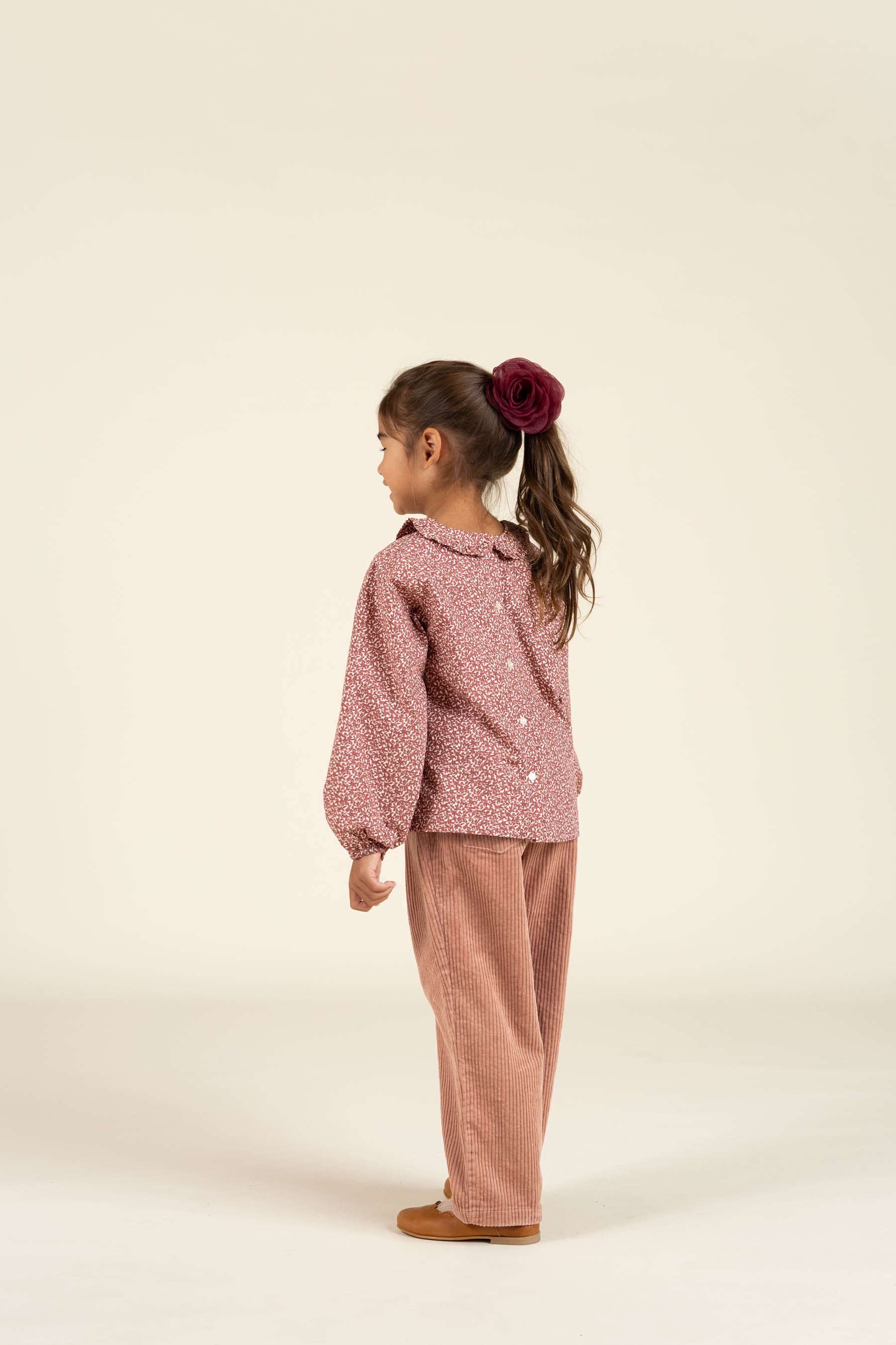 Printed Cotton Poplin Blouse with Collar - Kids - Vintage Red | 100799 Allie