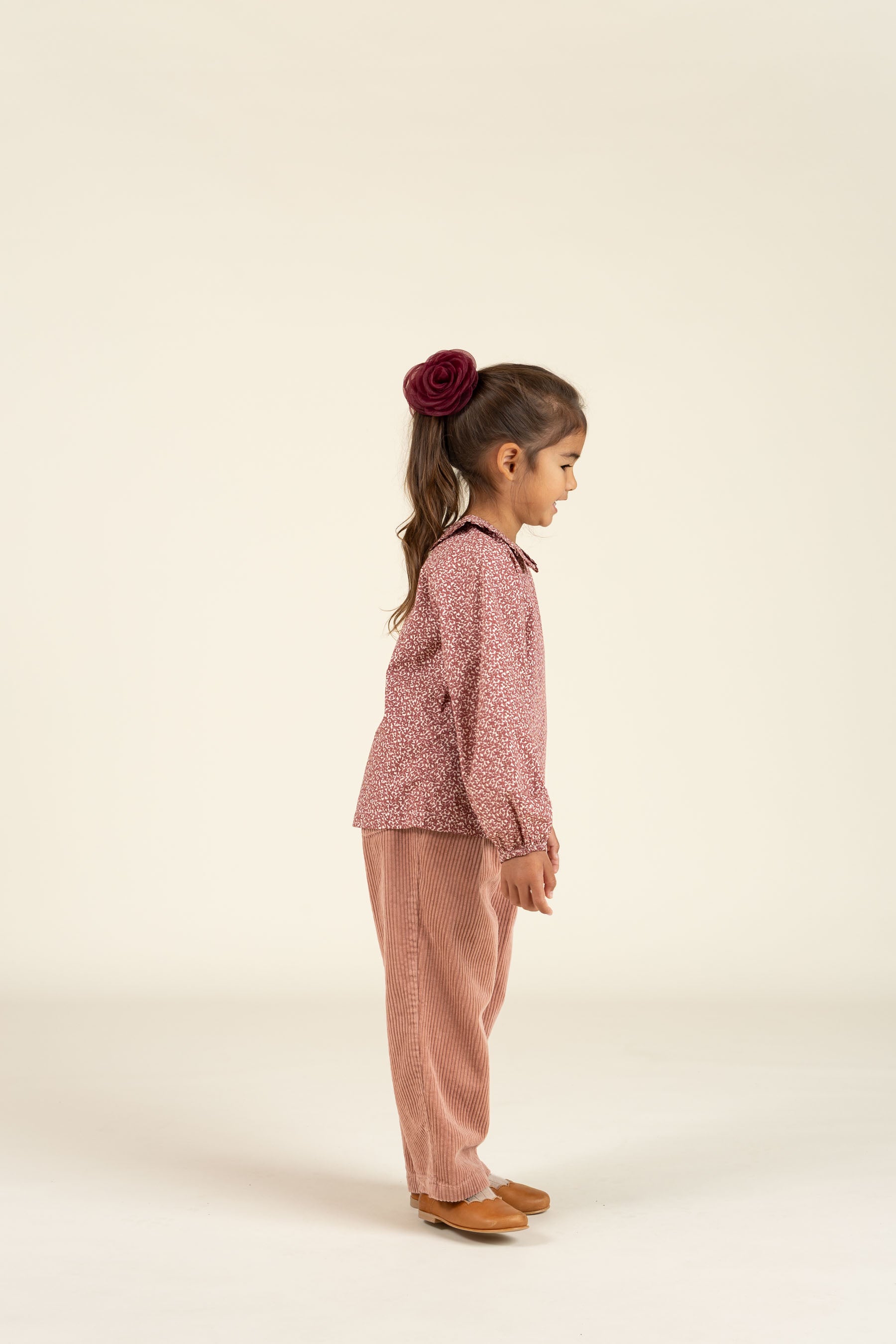Printed Cotton Poplin Blouse with Collar - Kids - Vintage Red | 100799 Allie
