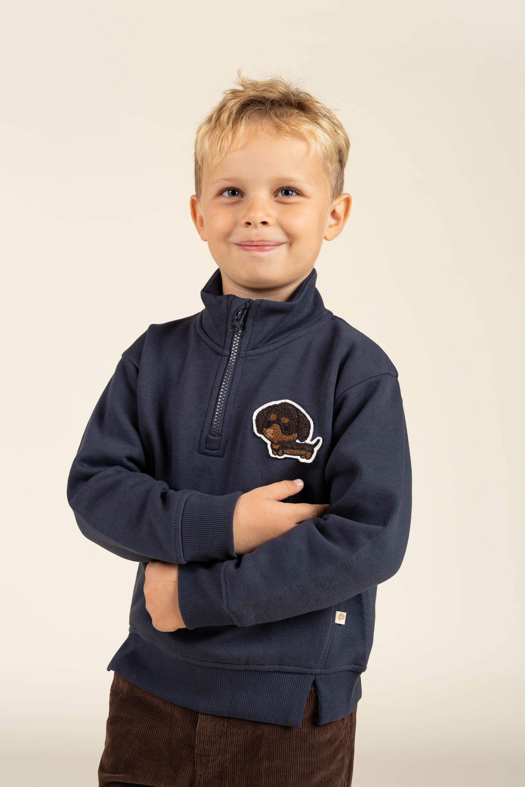 Half Zip Sweatshirt - Kids - Navy | 100806 Tristan
