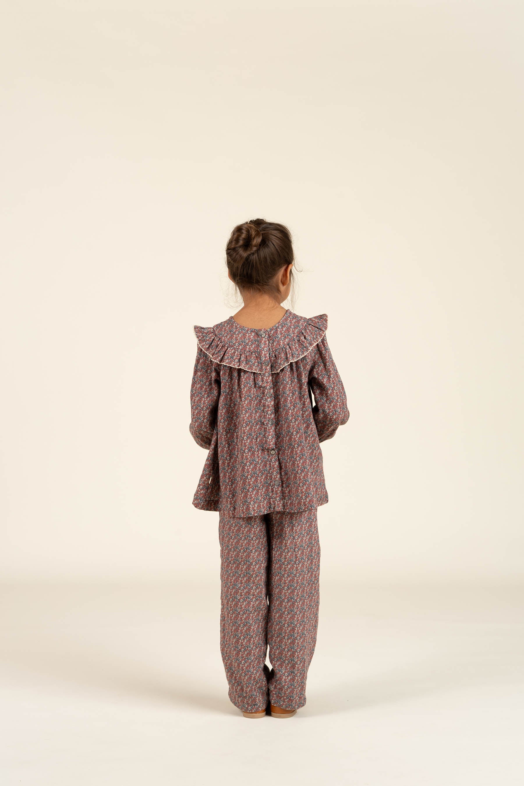 Printed Double Gauze Trousers - Kids - Rose / Green | 100734 Maggie