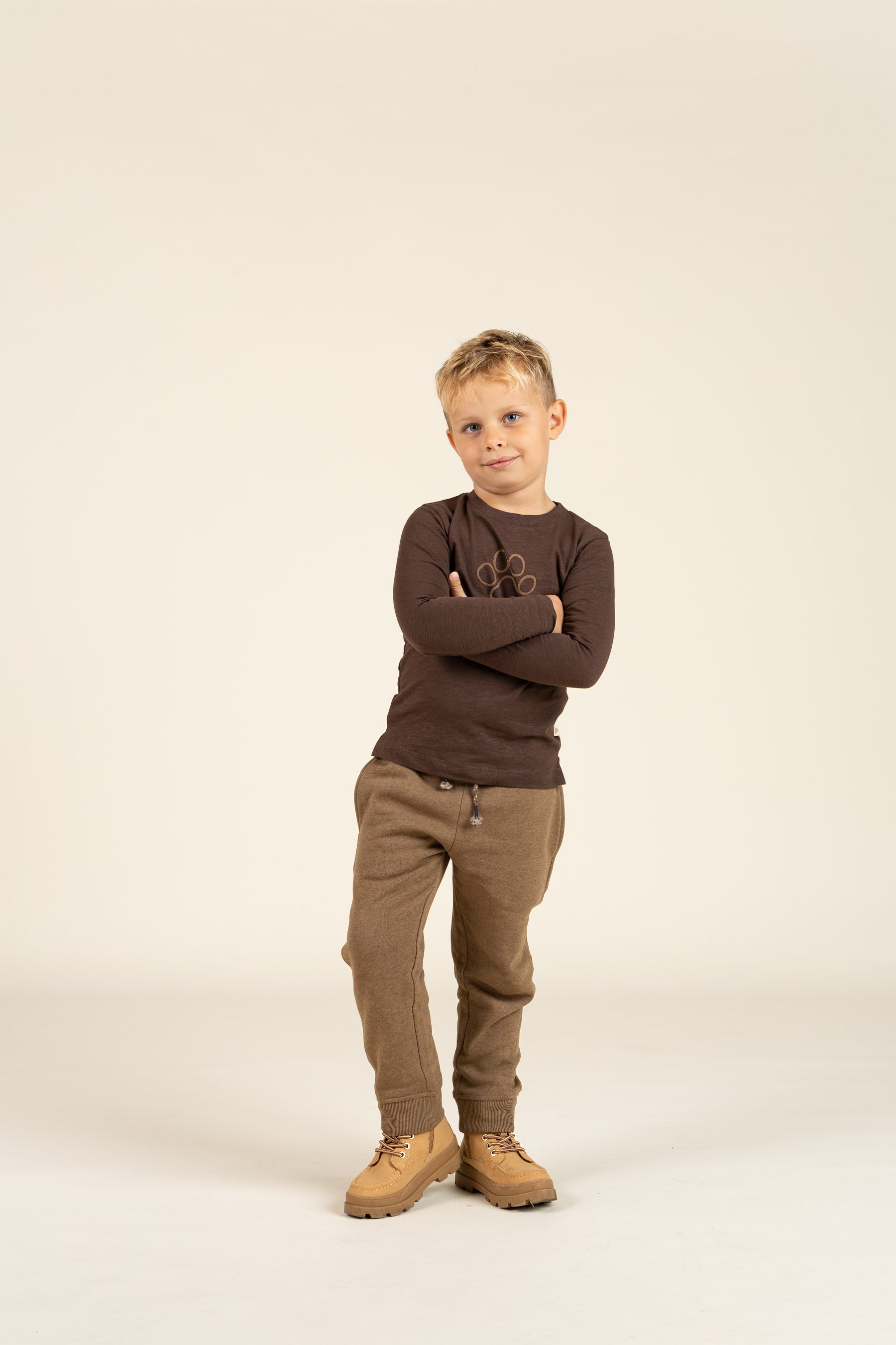 Long Sleeve Slub Jersey T-Shirt - Kids - Chocolate | 100832 Kevin