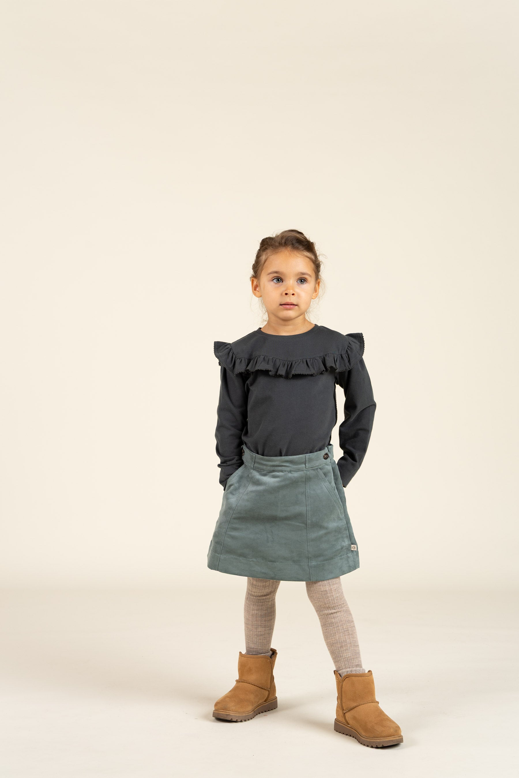 Faux Suede Skirt - Kids - Dusty Dark Green | 100594 Selene