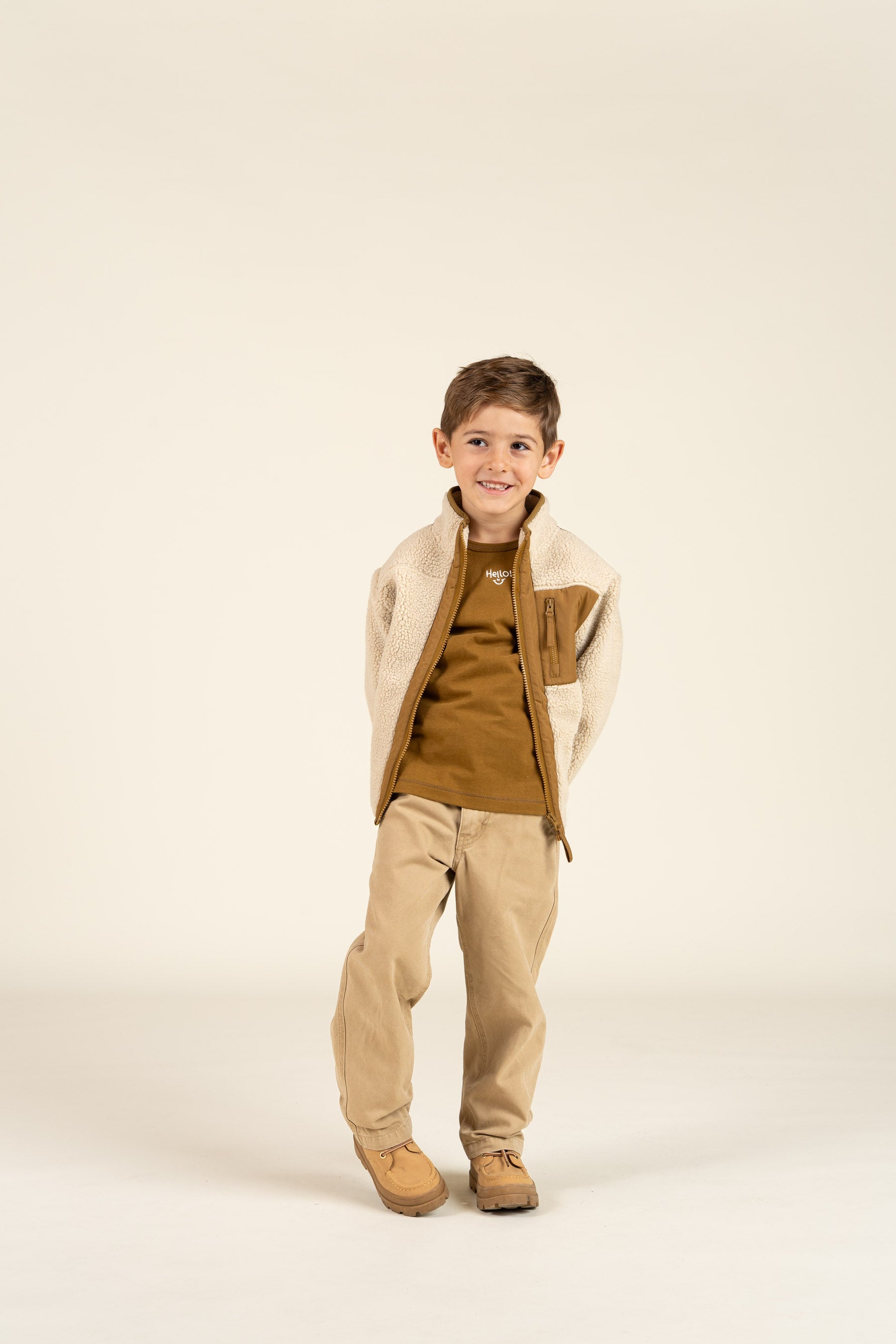 long sleeve T-shirt with Embroidery - Kids - Walnut | 100854 Brandon