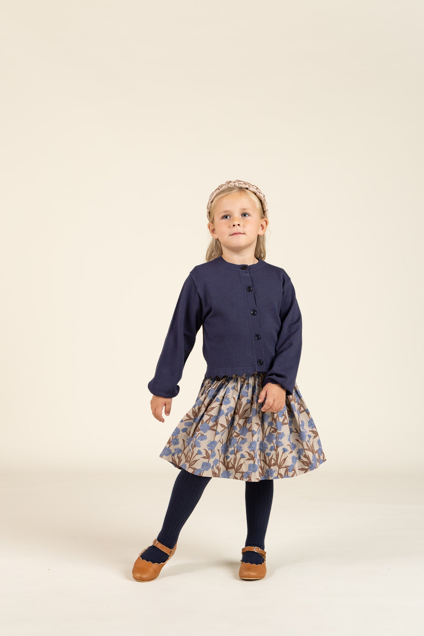 Printed Cotton Poplin Skirt - Kids - Blue / Brown | 100715 Amy