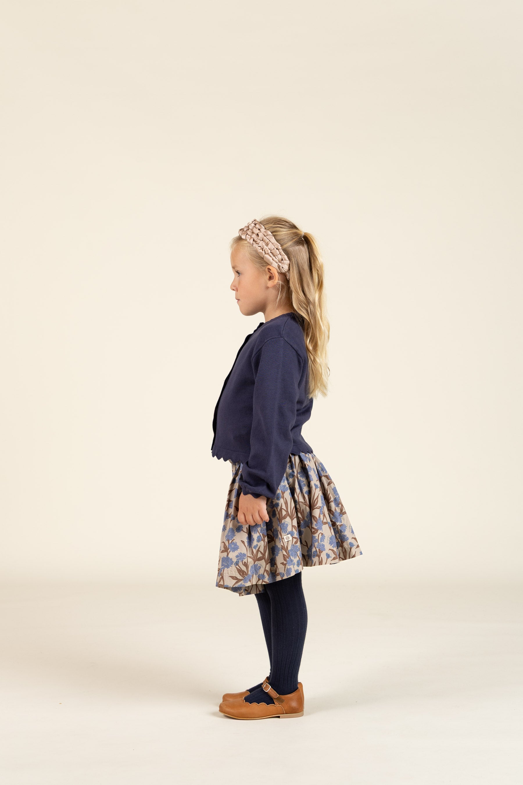 Printed Cotton Poplin Skirt - Kids - Blue / Brown | 100715 Amy