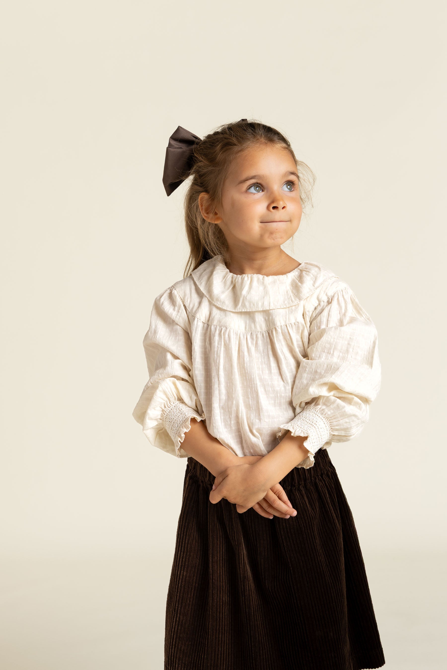 Cotton Blouse with Collar - Kids - Off White | 100883 Claire