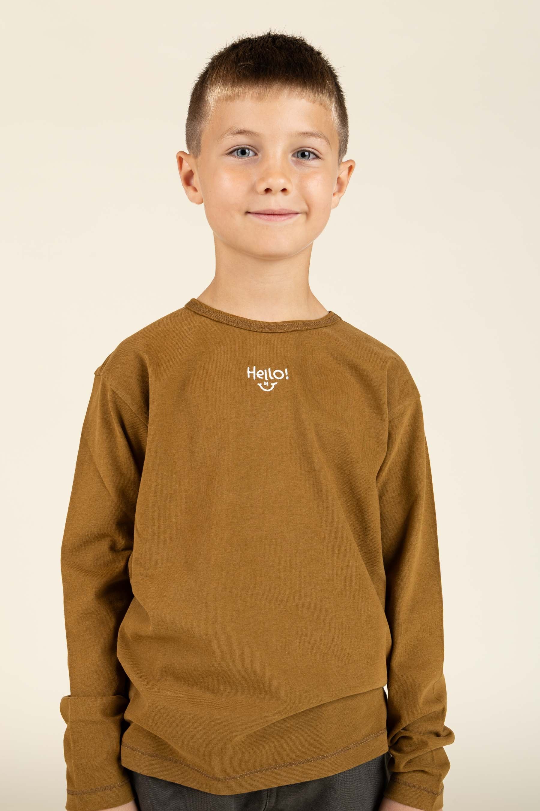 long sleeve T-shirt with Embroidery - Tween - Walnut | 100855 Brandon