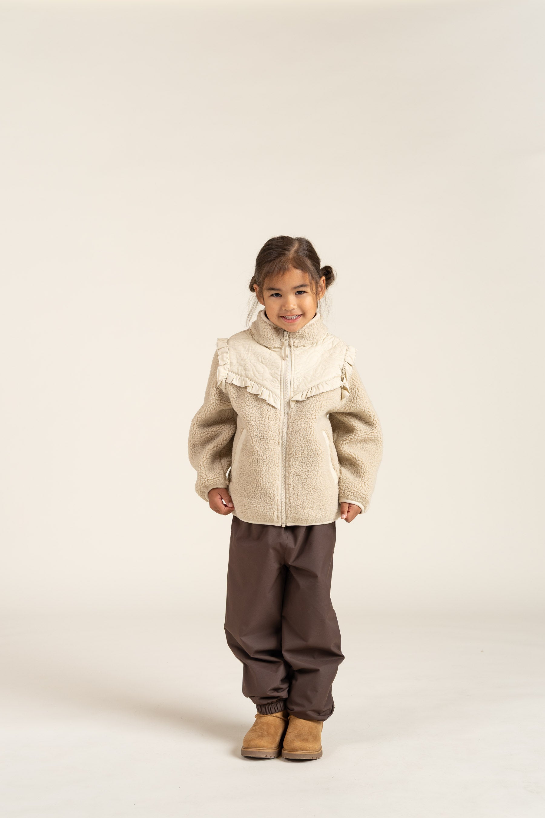 Pile Zip Jacket with Frills - Kids - Nature | 100638 Madison