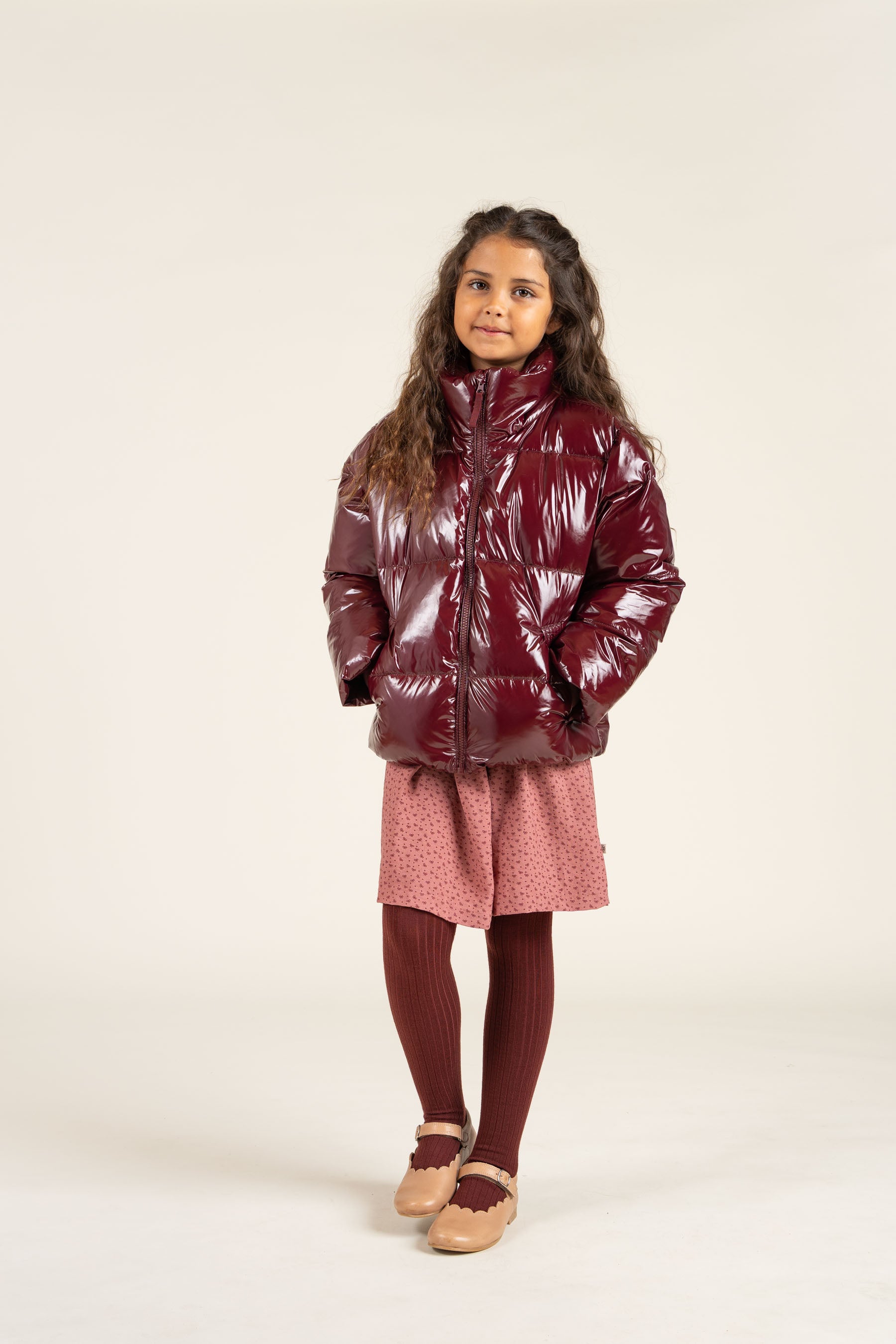 Shiny Puffer Jacket - Tween - Burgundy | 100531 Violet