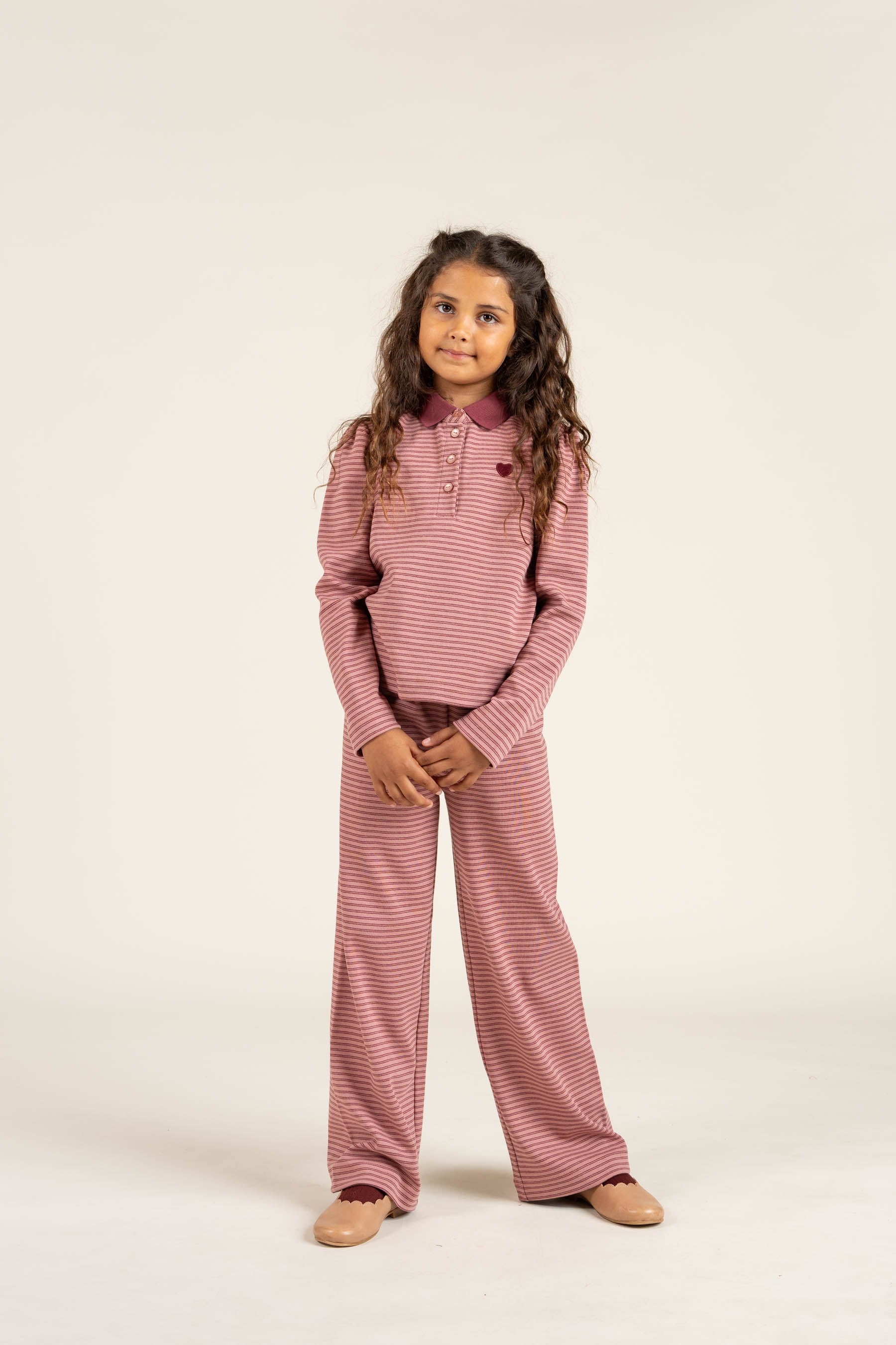 Striped Poloshirt - Tween - Rose Stripe | 100646 Elise
