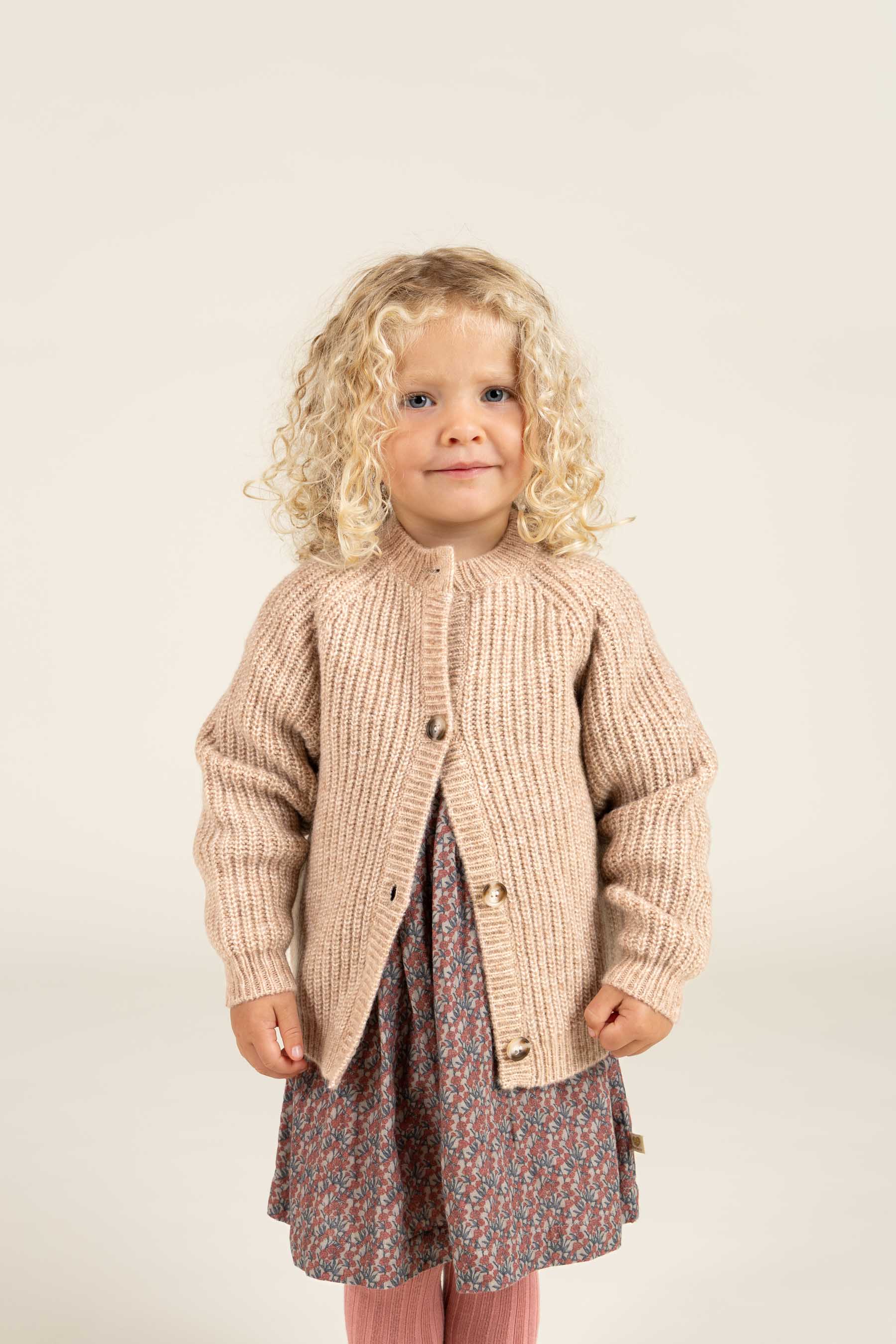 Wool Mix Cardigan - Kids - Beige Melange | 100748 Cork