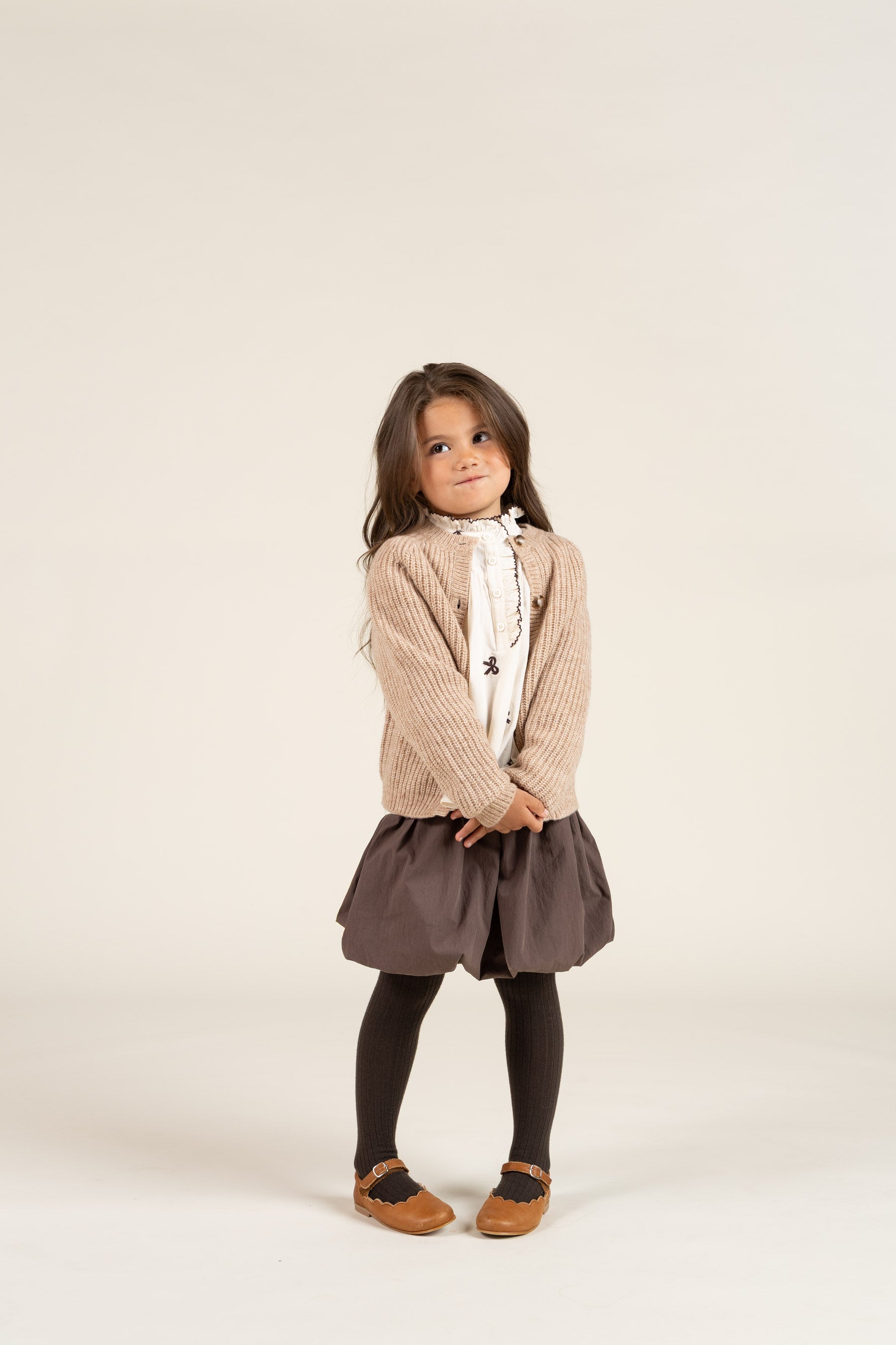 Wool Mix Cardigan - Kids - Beige Melange | 100748 Cork