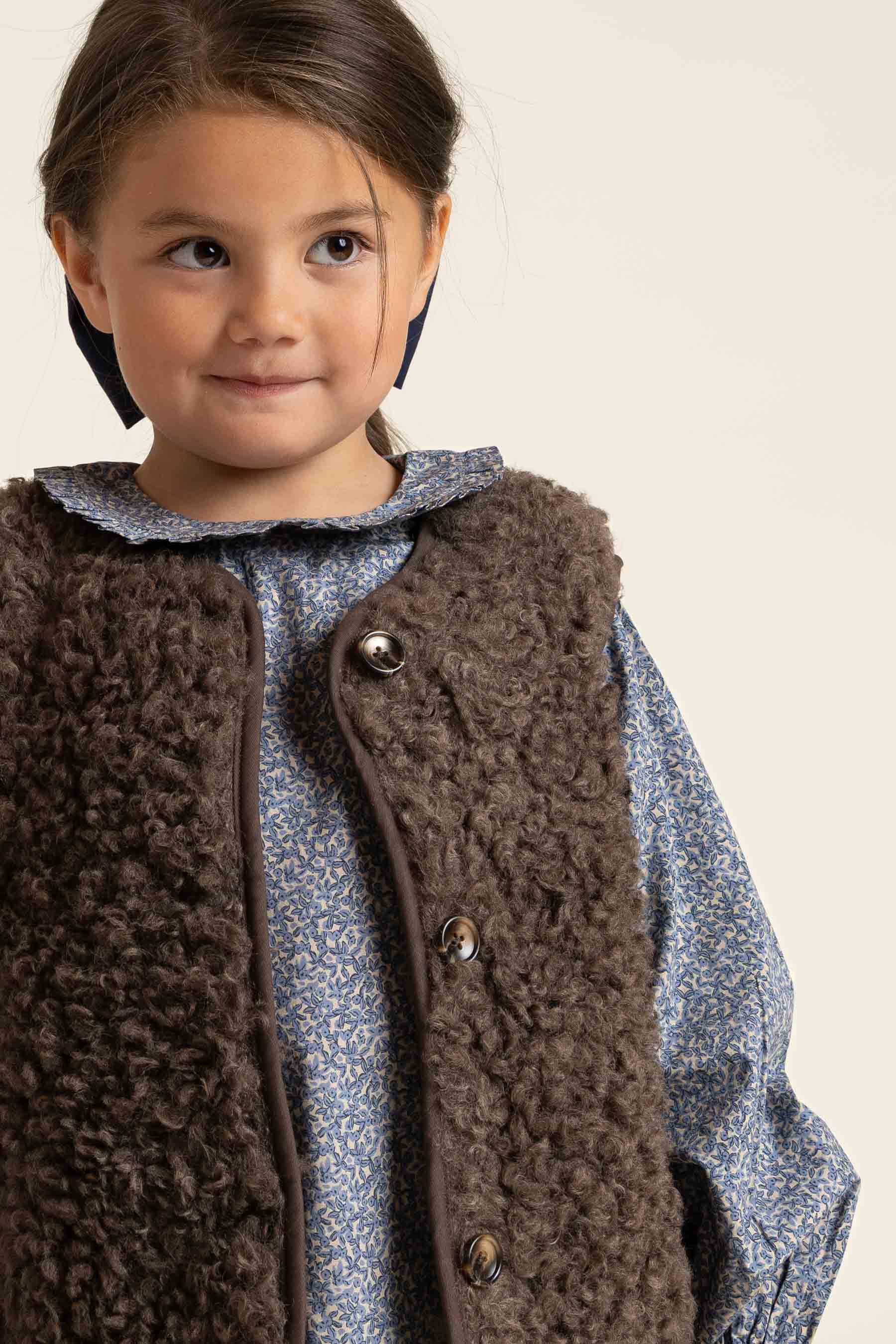 Faux Fur Vest - Kids - Chocolate | 100552 Ellie
