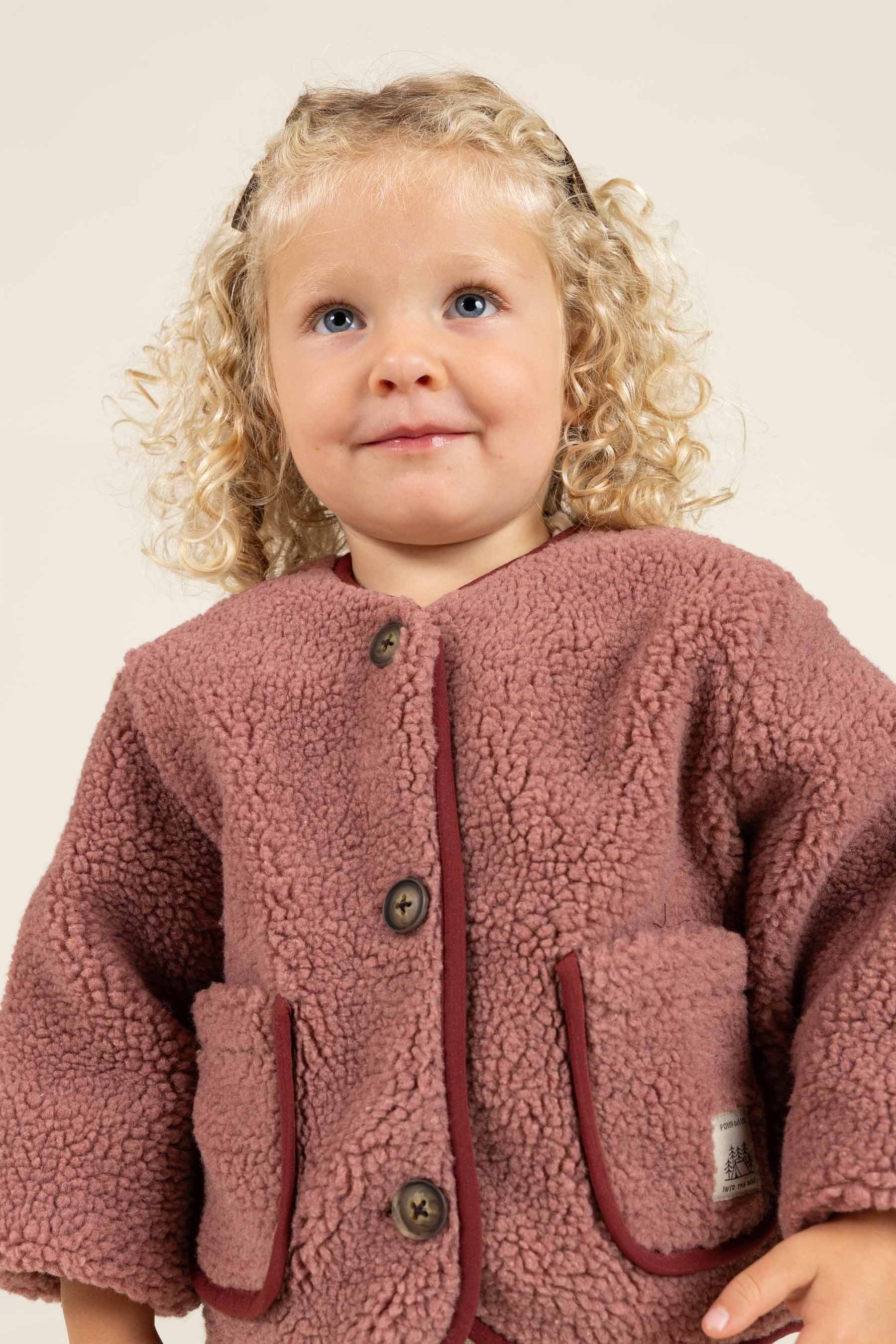 Pile Jacket with Buttons - Kids - Old Rose | 100628 Mayfield