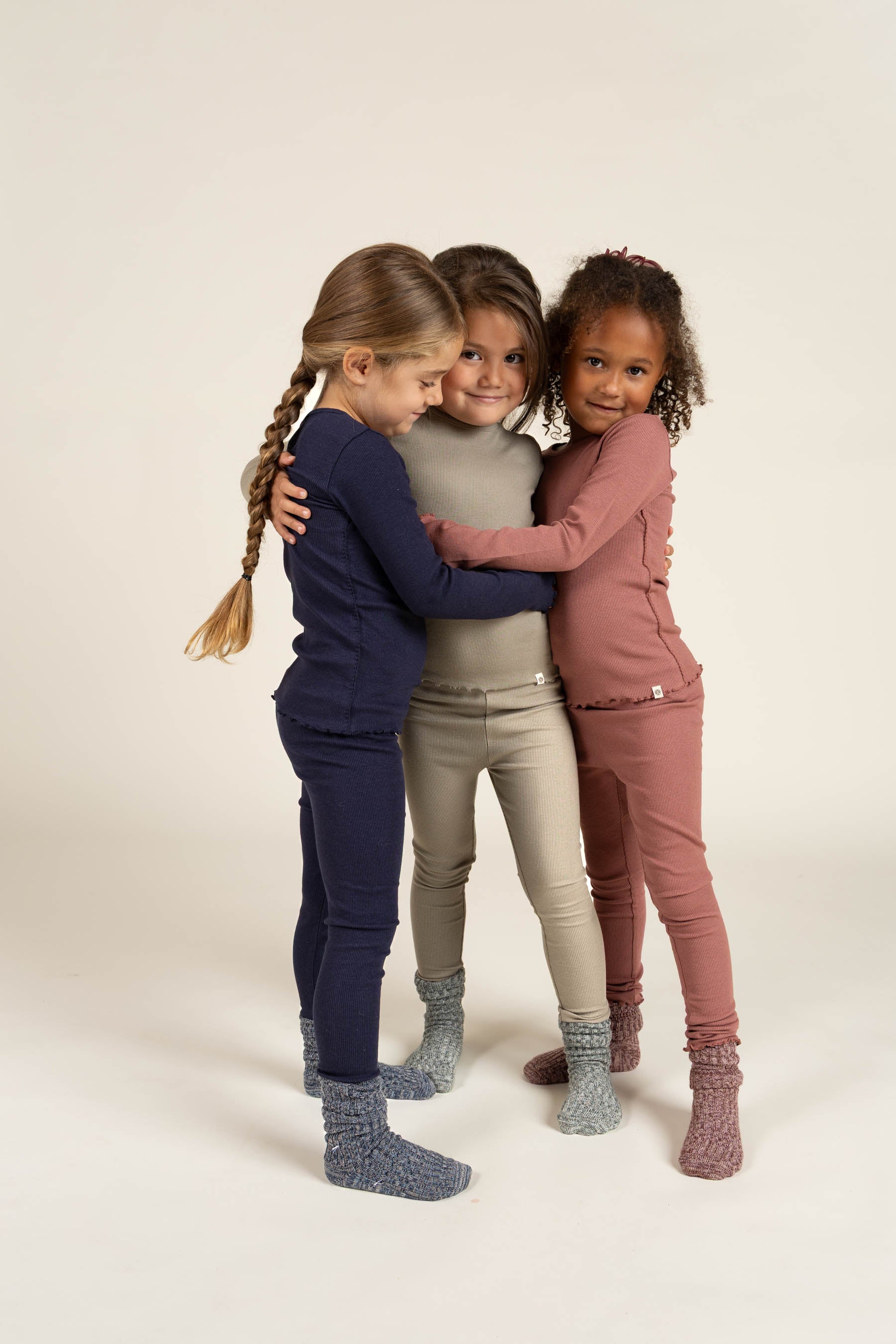 Long Sleeve Modal Rib T-Shirt with Picot edge - Kids - Old Rose | 100578 Mia