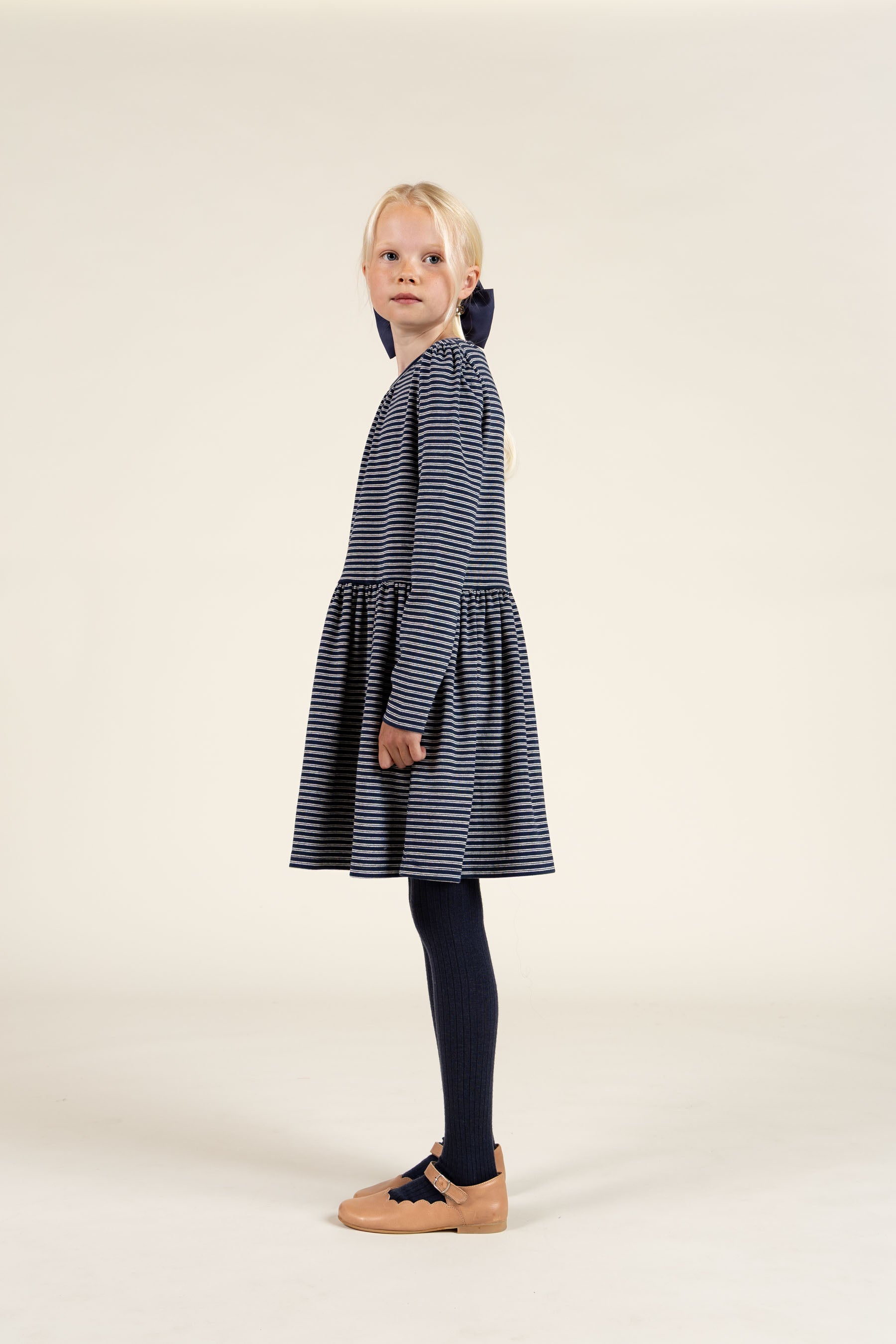 Striped Jersey Dress - Tween - Navy Stripe | 100653 Elise