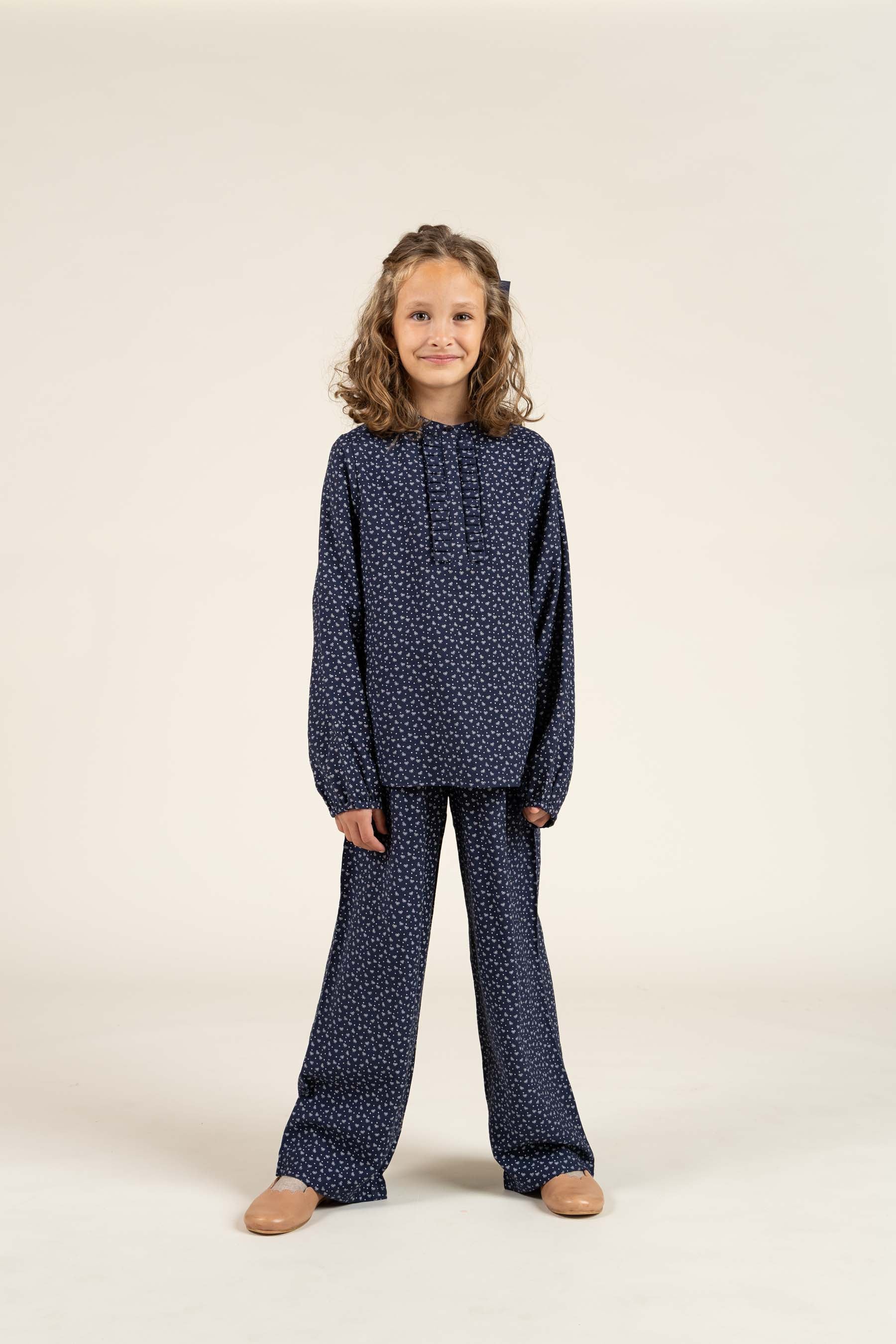 Printed Crepe viscose Trousers - Tween - Navy | 100660 Ana