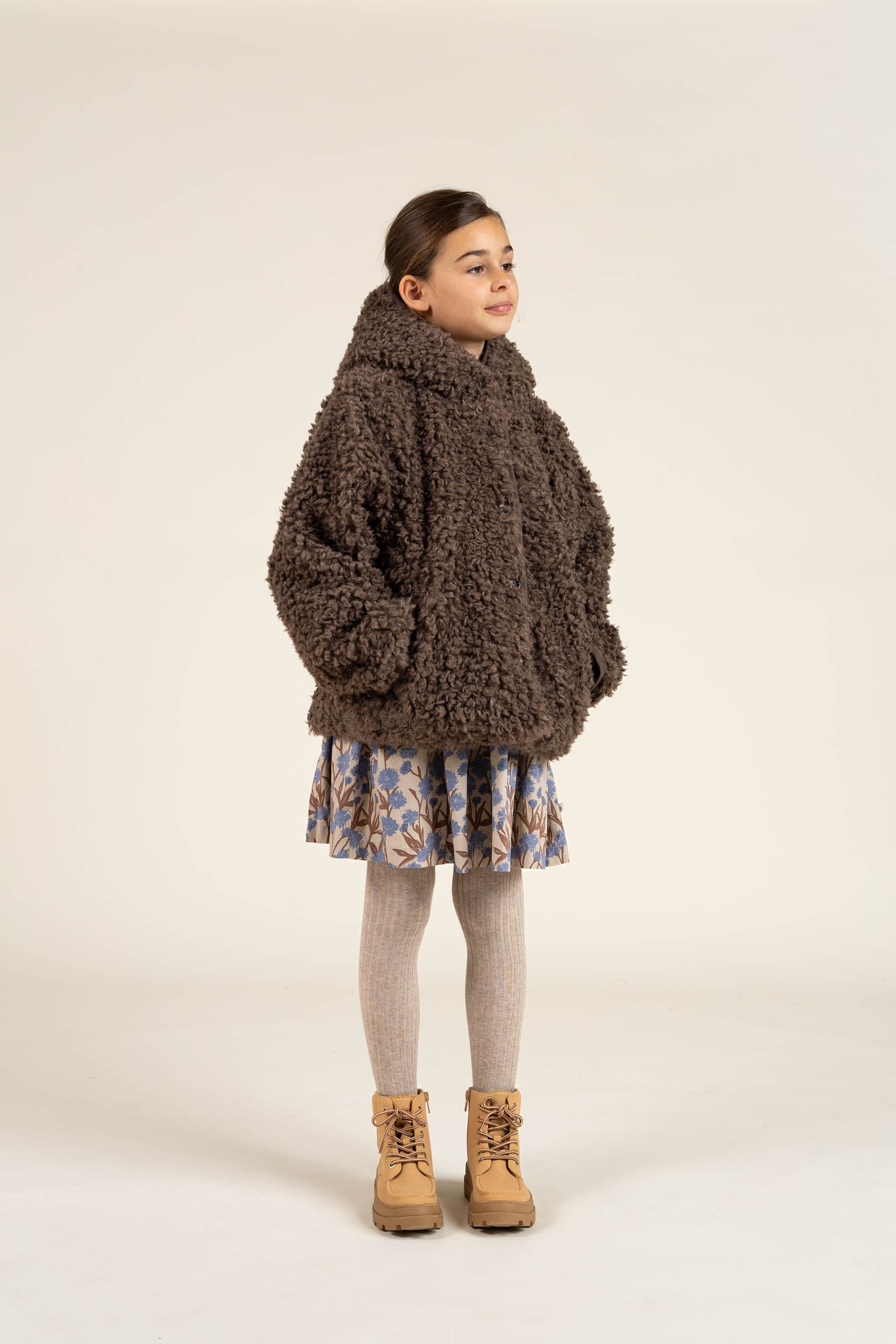 Faux Fur Hooded Jacket - Tween - Chocolate | 100549 Ellie