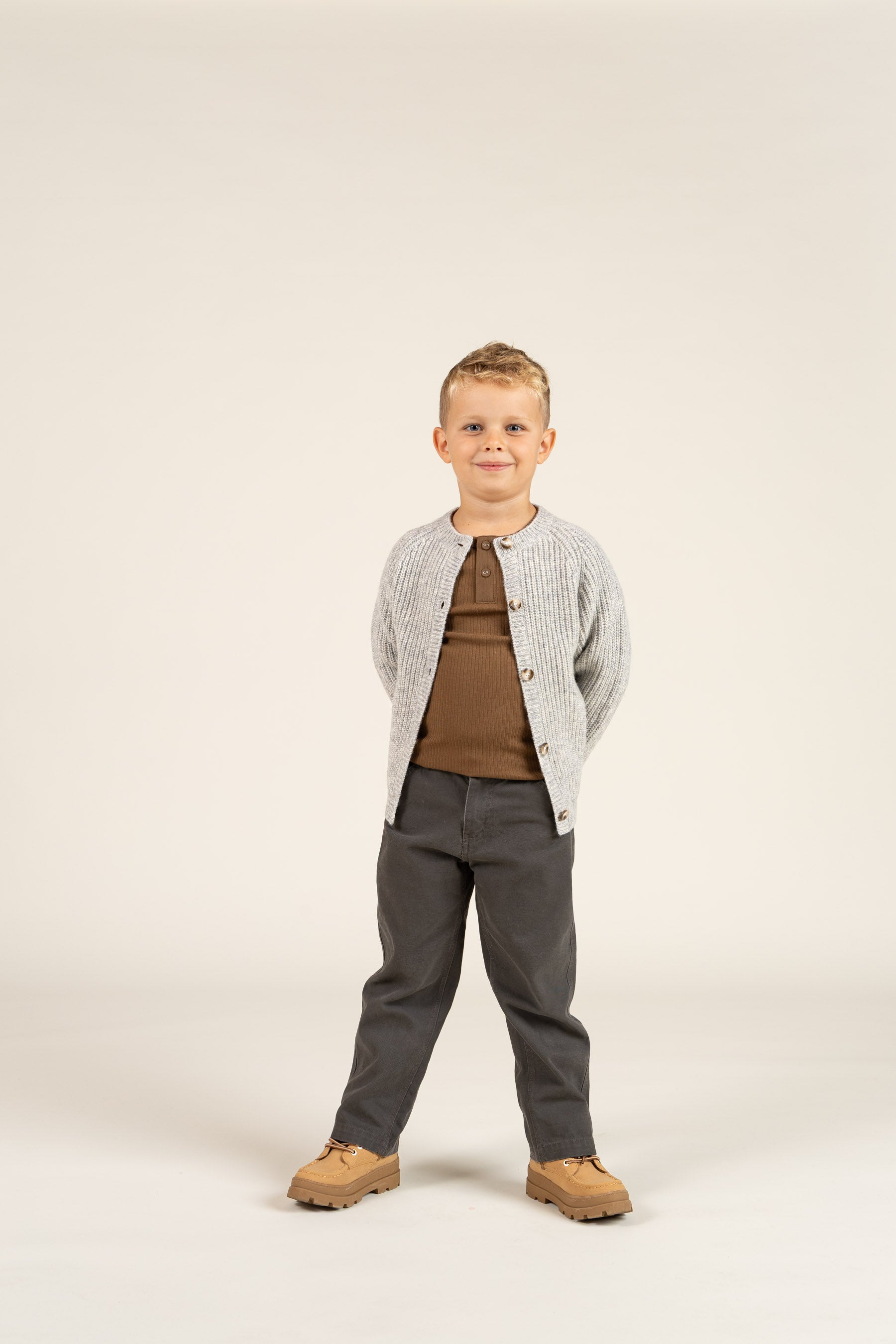 Long Sleeve Cotton Rib T-shirt - Kids - Coffee | 100568 Manson