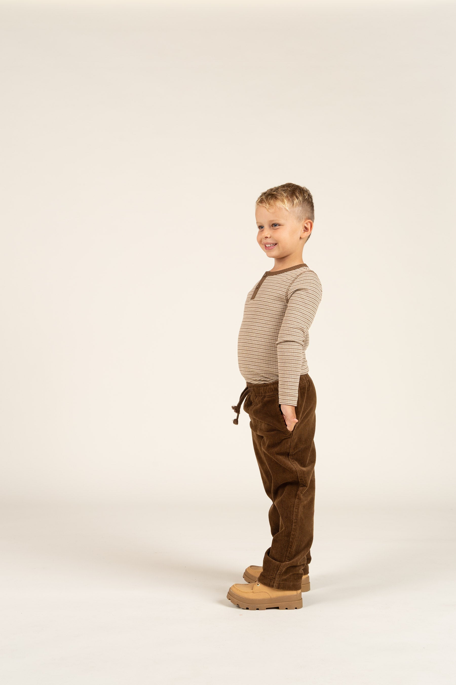 Corduroy Pull-on Trousers with String - Kids - Coffee | 100602 Jace