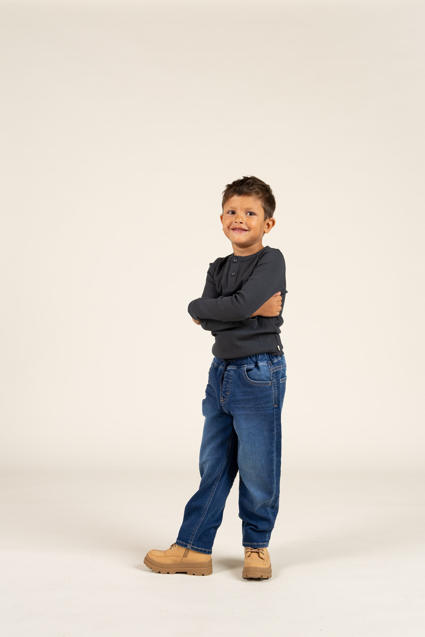 Long Sleeve Cotton Rib T-shirt - Kids - Forest Green | 100566 Manson