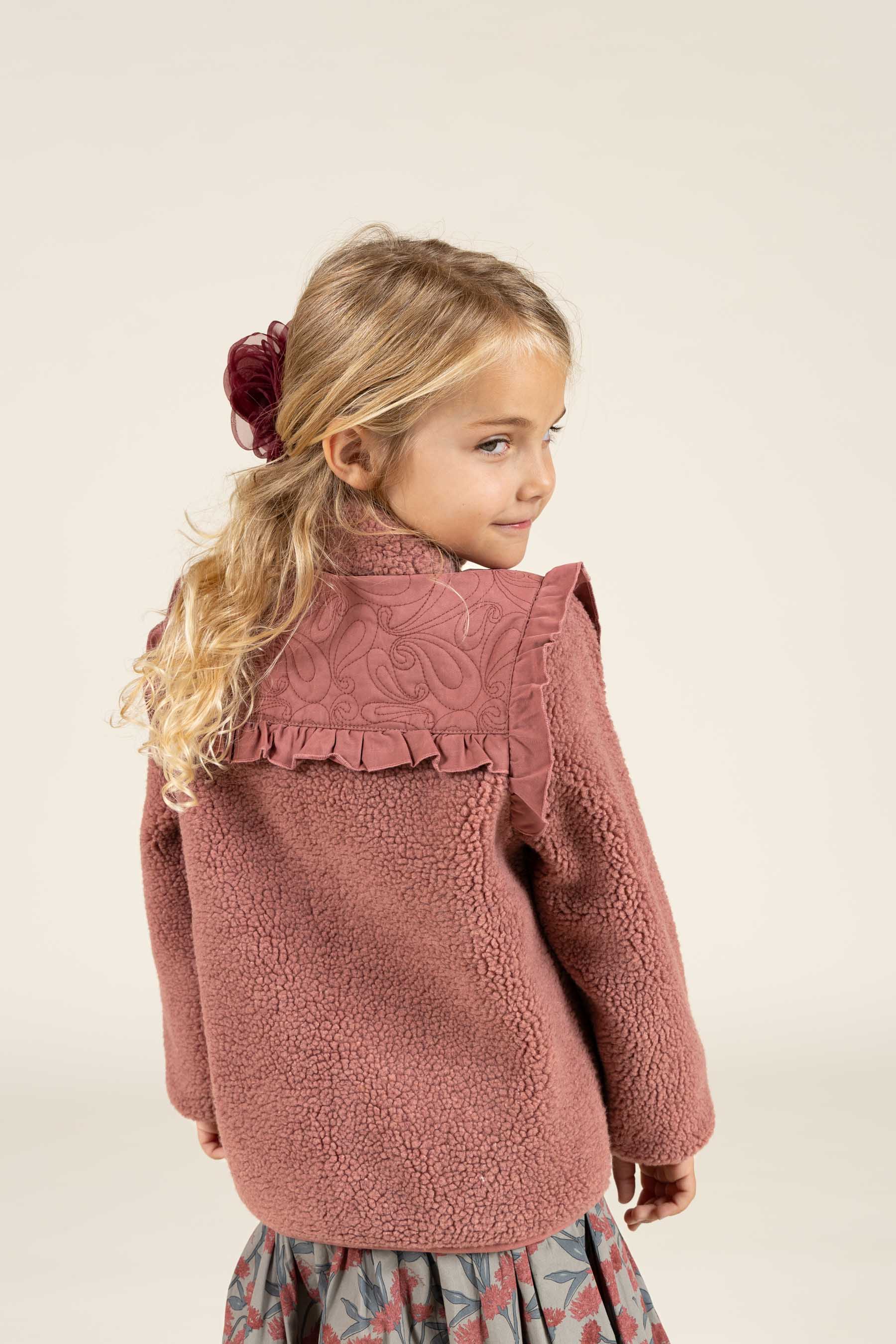 Pile Zip Jacket with Frills - Kids - Old Rose | 100636 Madison