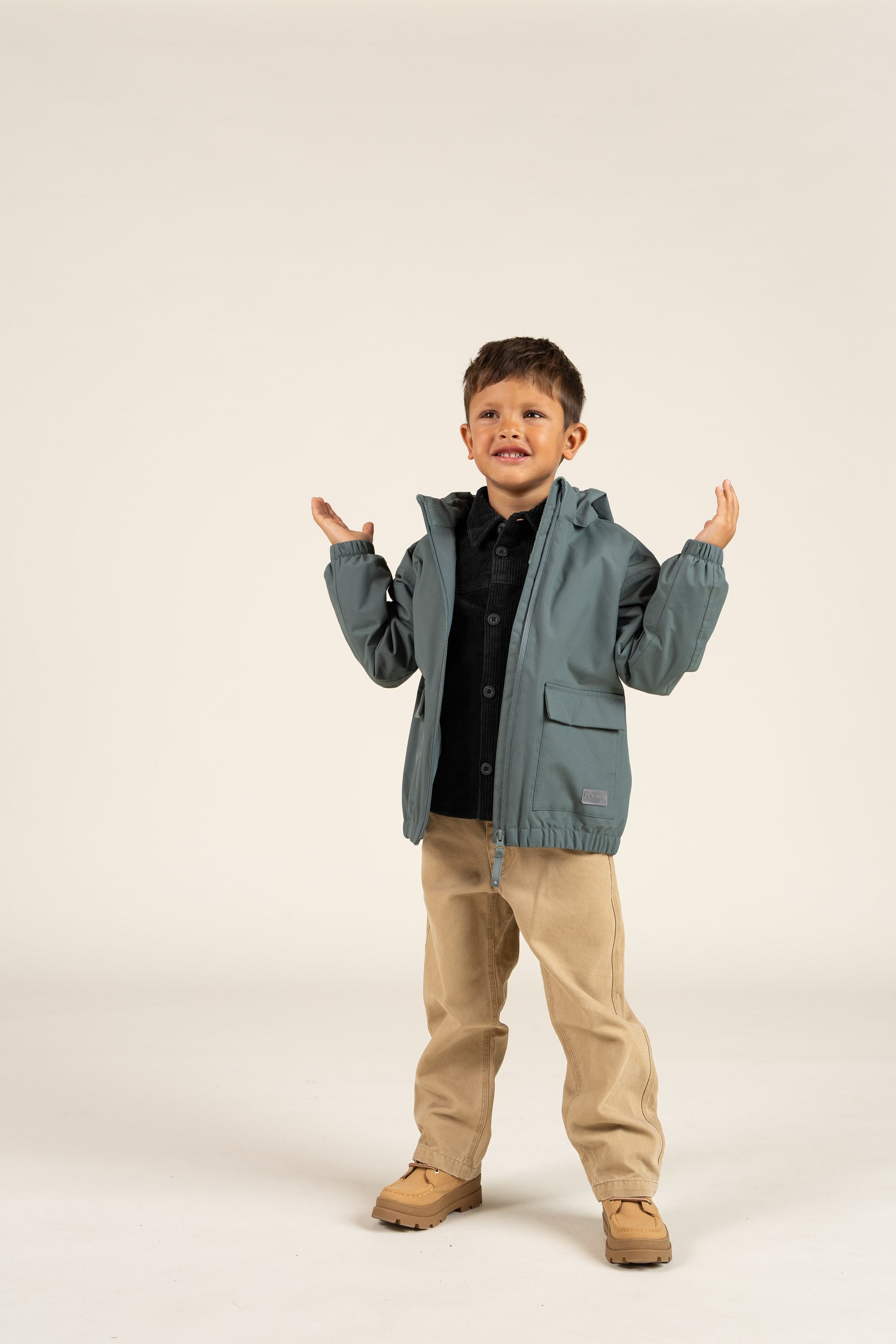 Shell Jacket with Patch Pocket - Kids - Dusty Dark Green | 100501 Luke