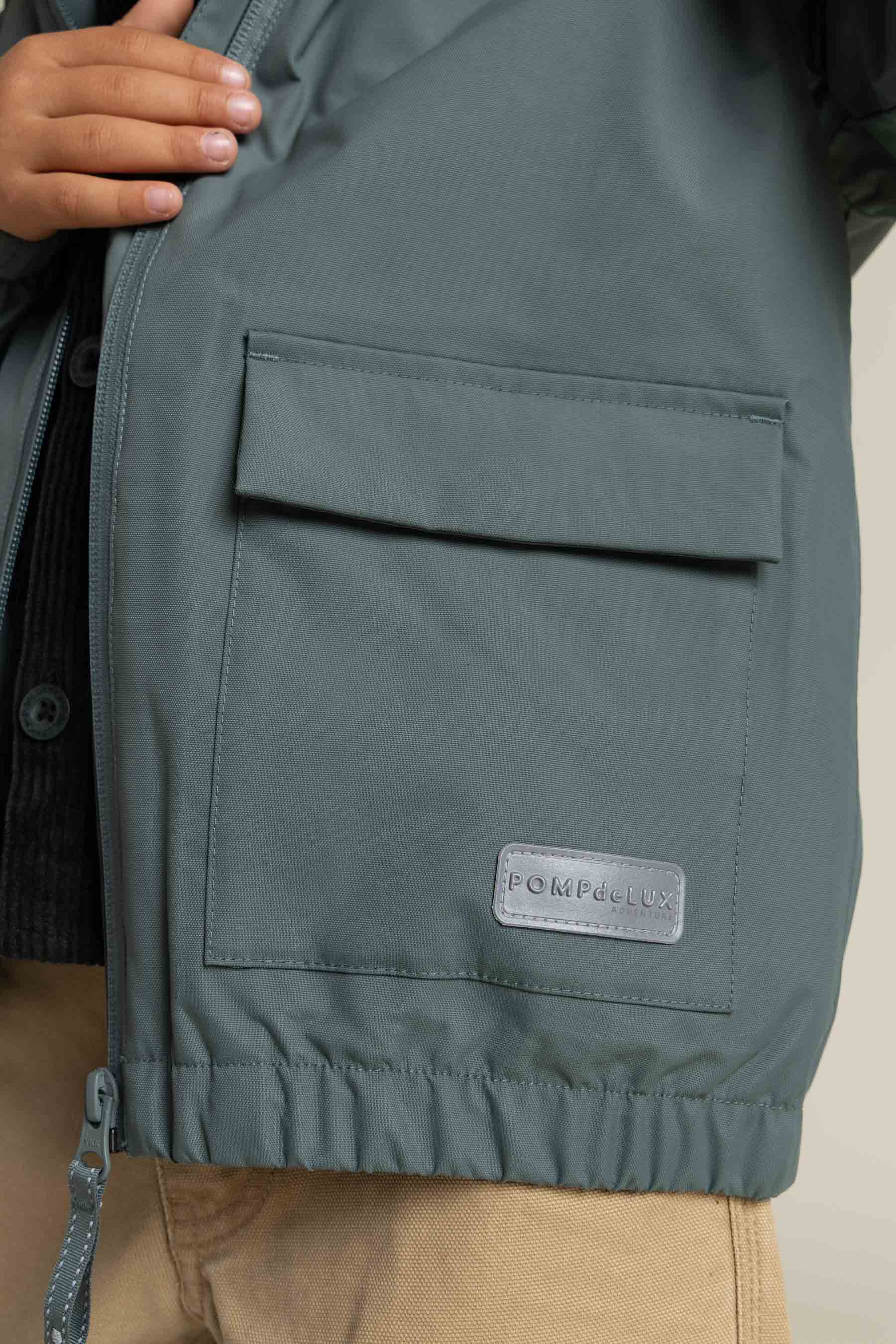 Shell Jacket with Patch Pocket - Kids - Dusty Dark Green | 100501 Luke
