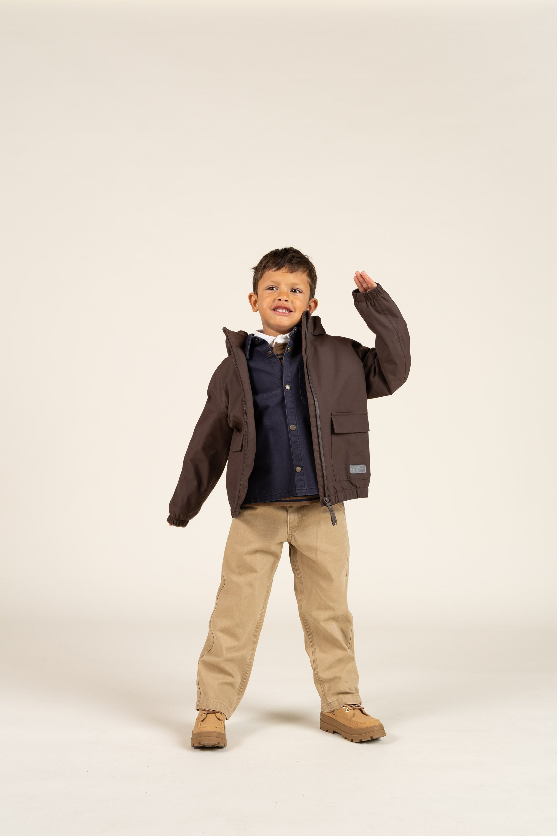 Shell Jacket with Patch Pocket - Kids - Chocolate | 100499 Luke